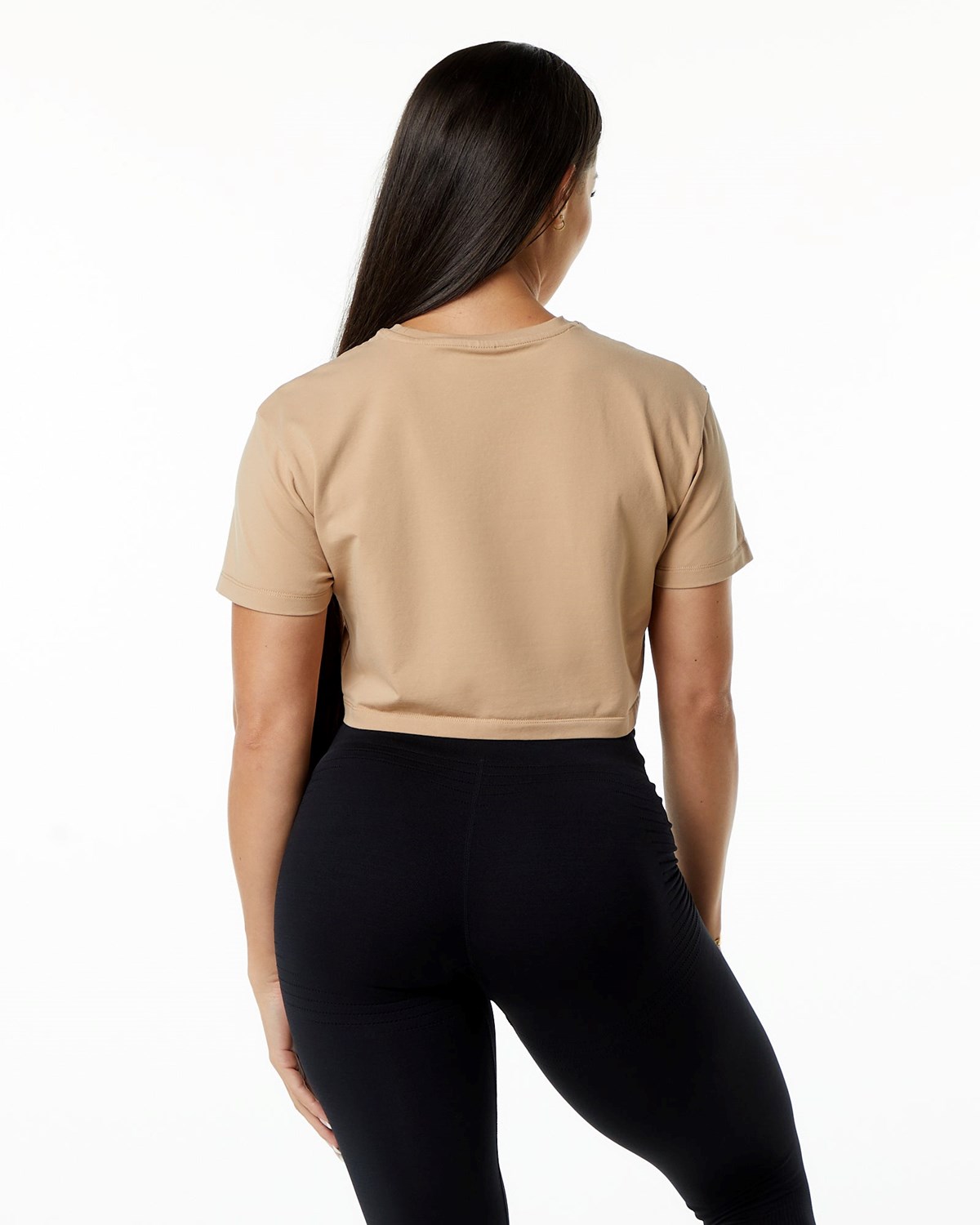 Alphalete Fitted Performance Krátké Sleeve Crop Taupe | 08436BSXR