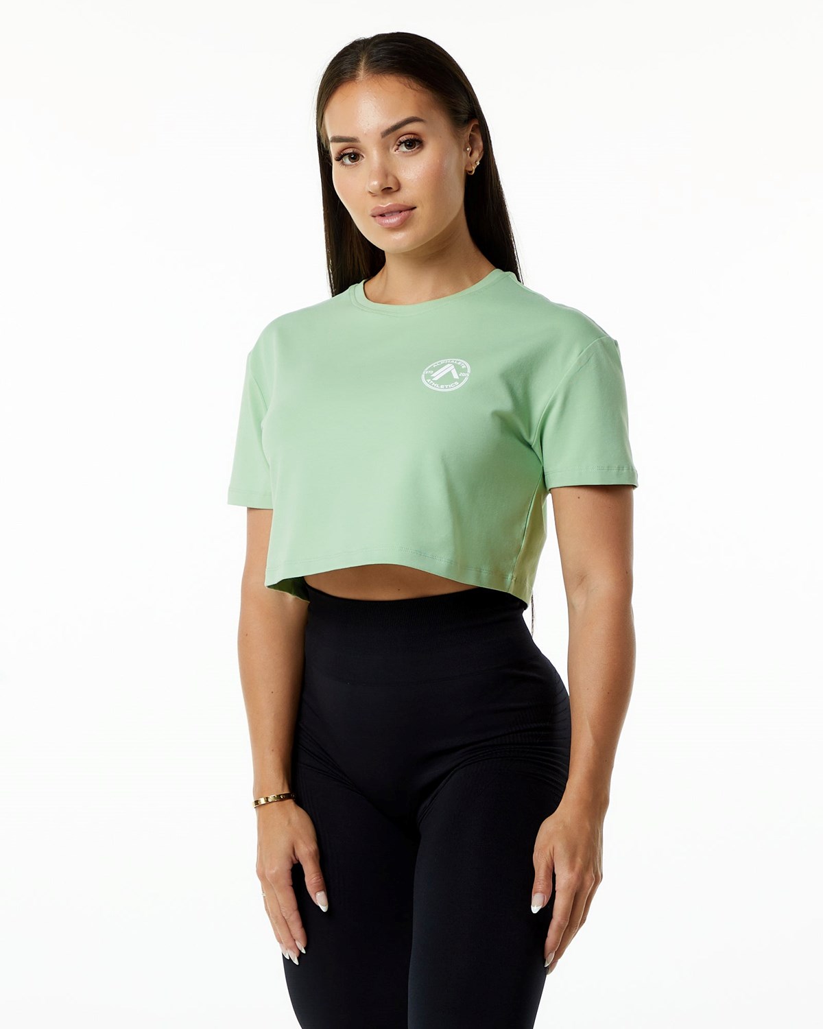 Alphalete Fitted Performance Krátké Sleeve Crop Pistachio | 24895UZIJ