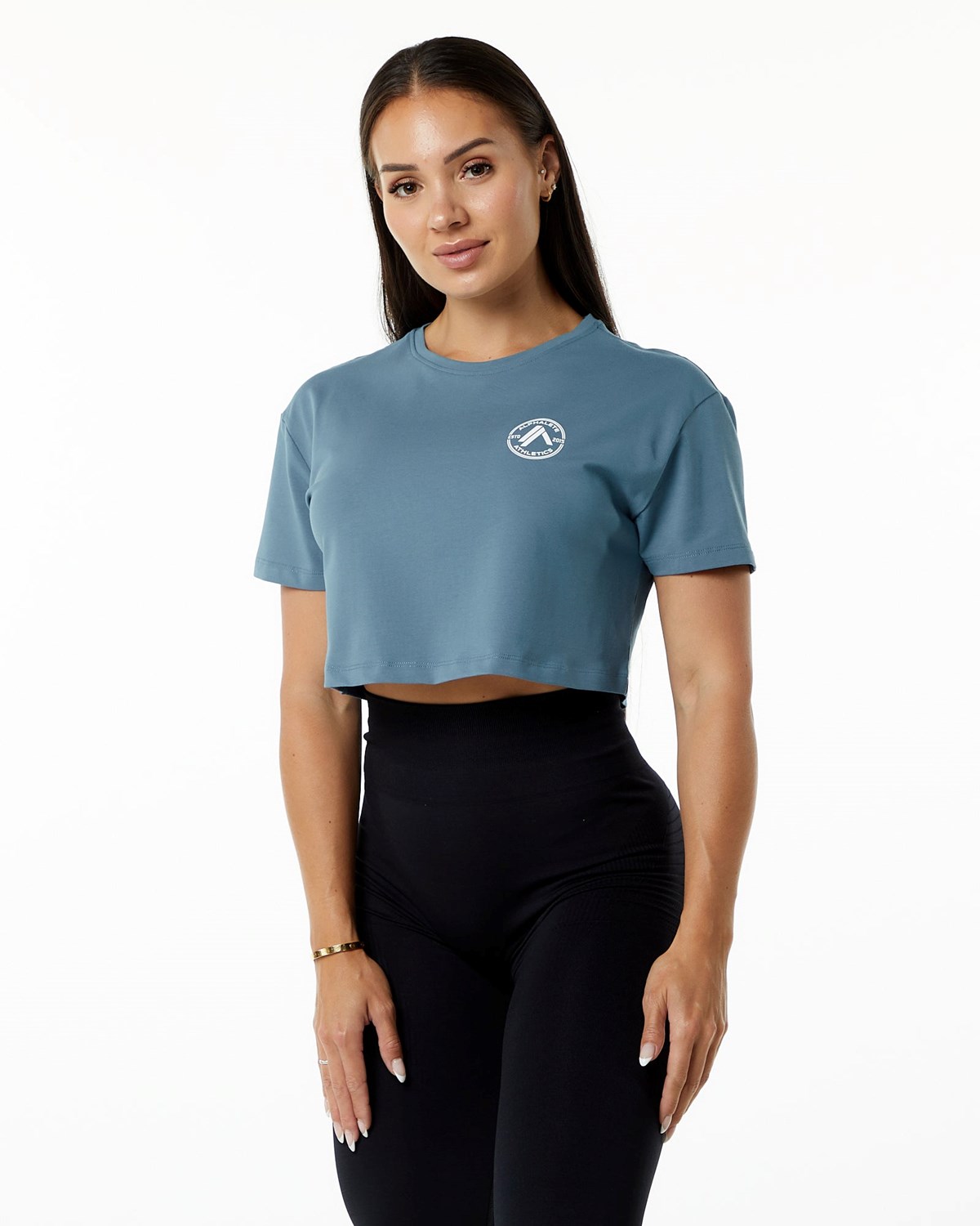 Alphalete Fitted Performance Krátké Sleeve Crop Blankyt | 46970HRDA