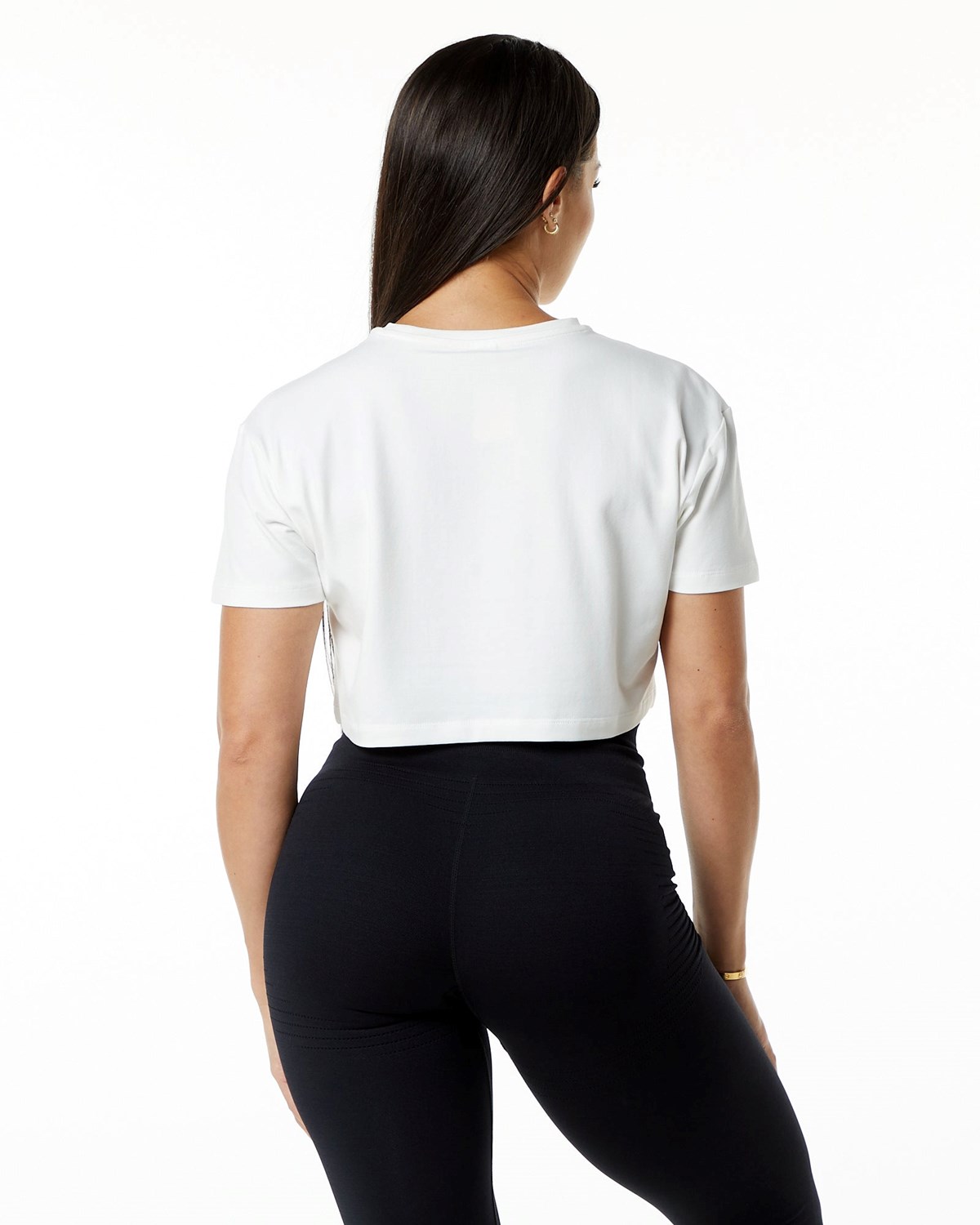 Alphalete Fitted Performance Krátké Sleeve Crop Bílé | 56198HZVU