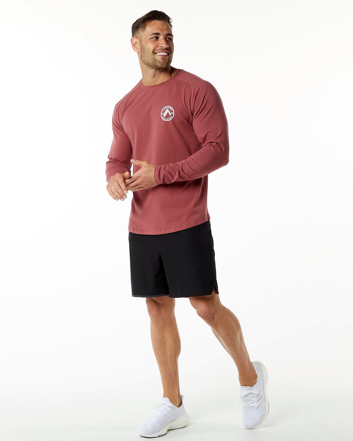 Alphalete Fitted Performance Long Sleeve Gingerbread | 63254SWJH