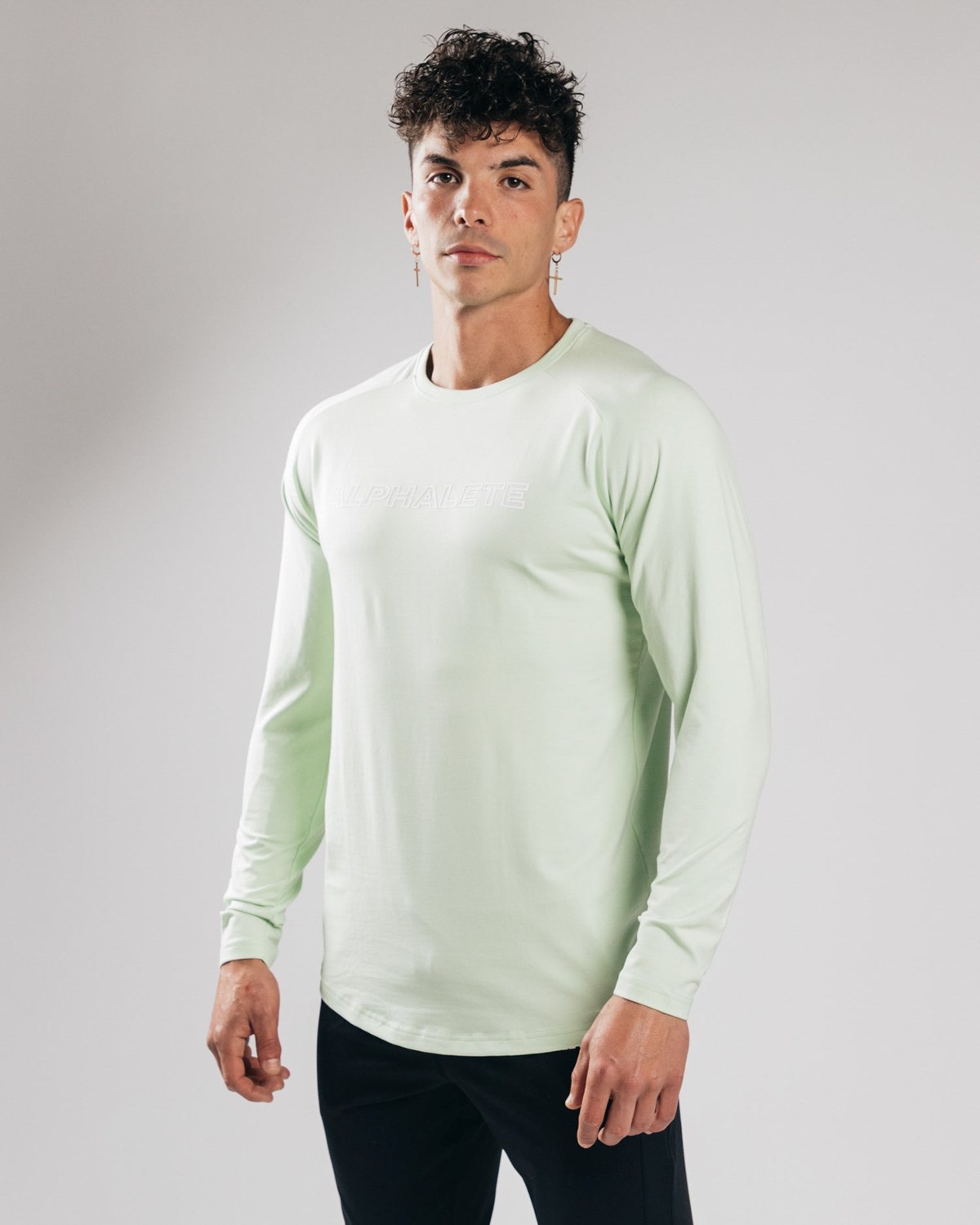 Alphalete Fitted Performance Long Sleeve Frozen Spring | 81406WSUH