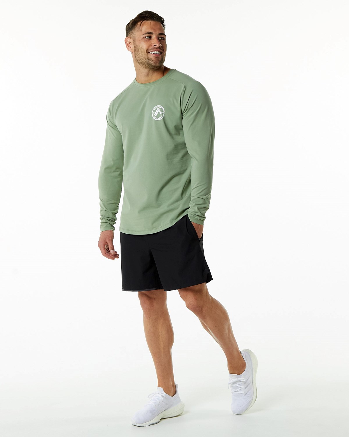 Alphalete Fitted Performance Long Sleeve Sage | 95207GIRP