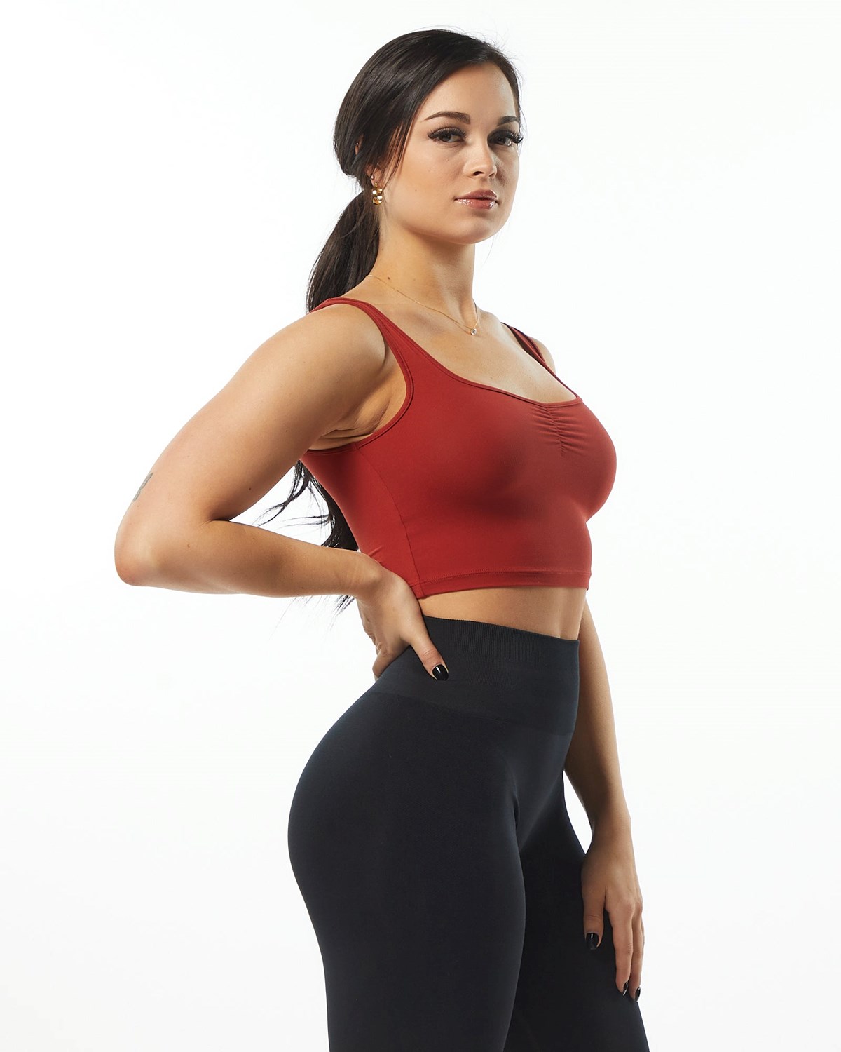 Alphalete Fitted Square Neck Tank Cherry | 18057QXHW