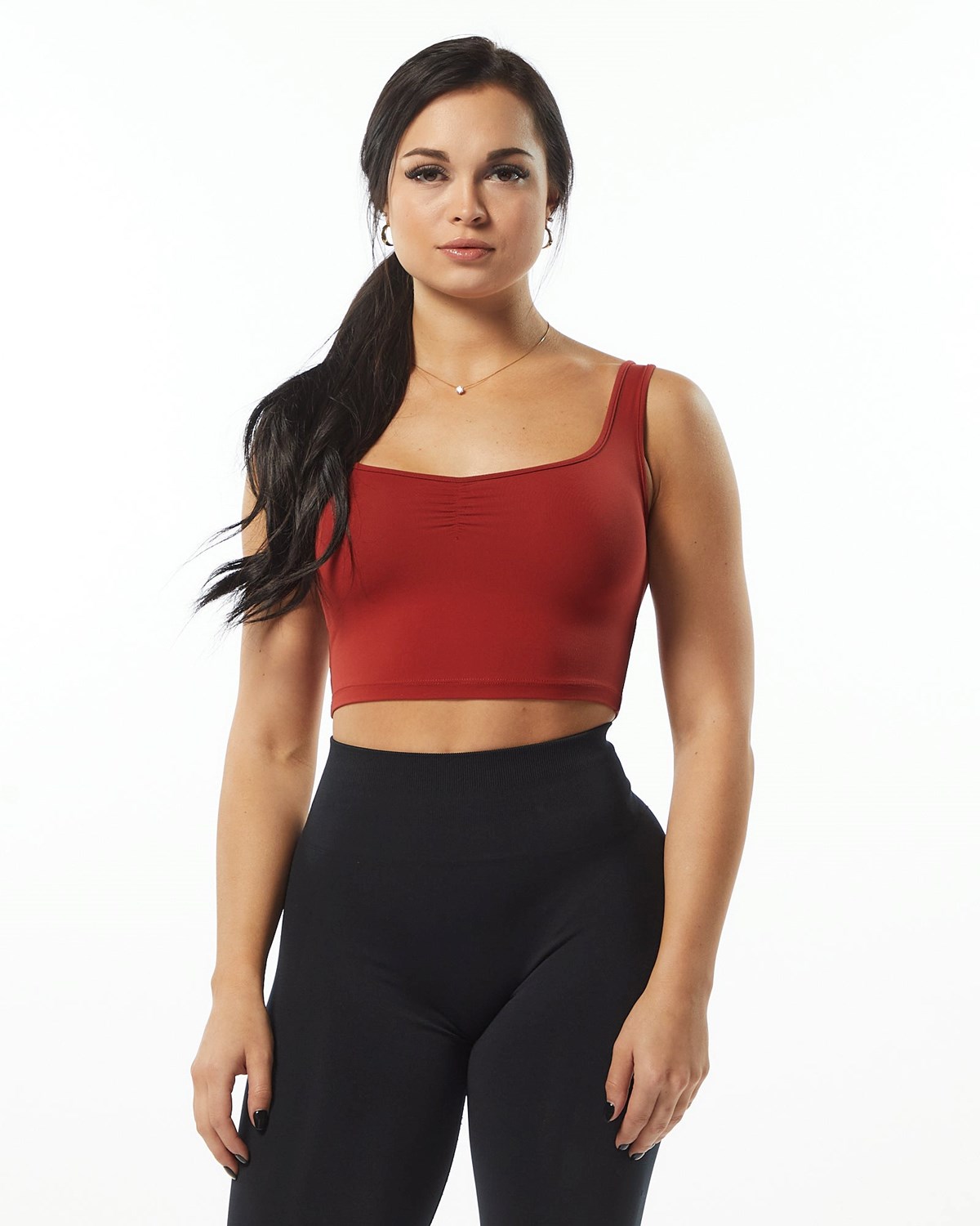 Alphalete Fitted Square Neck Tank Cherry | 18057QXHW