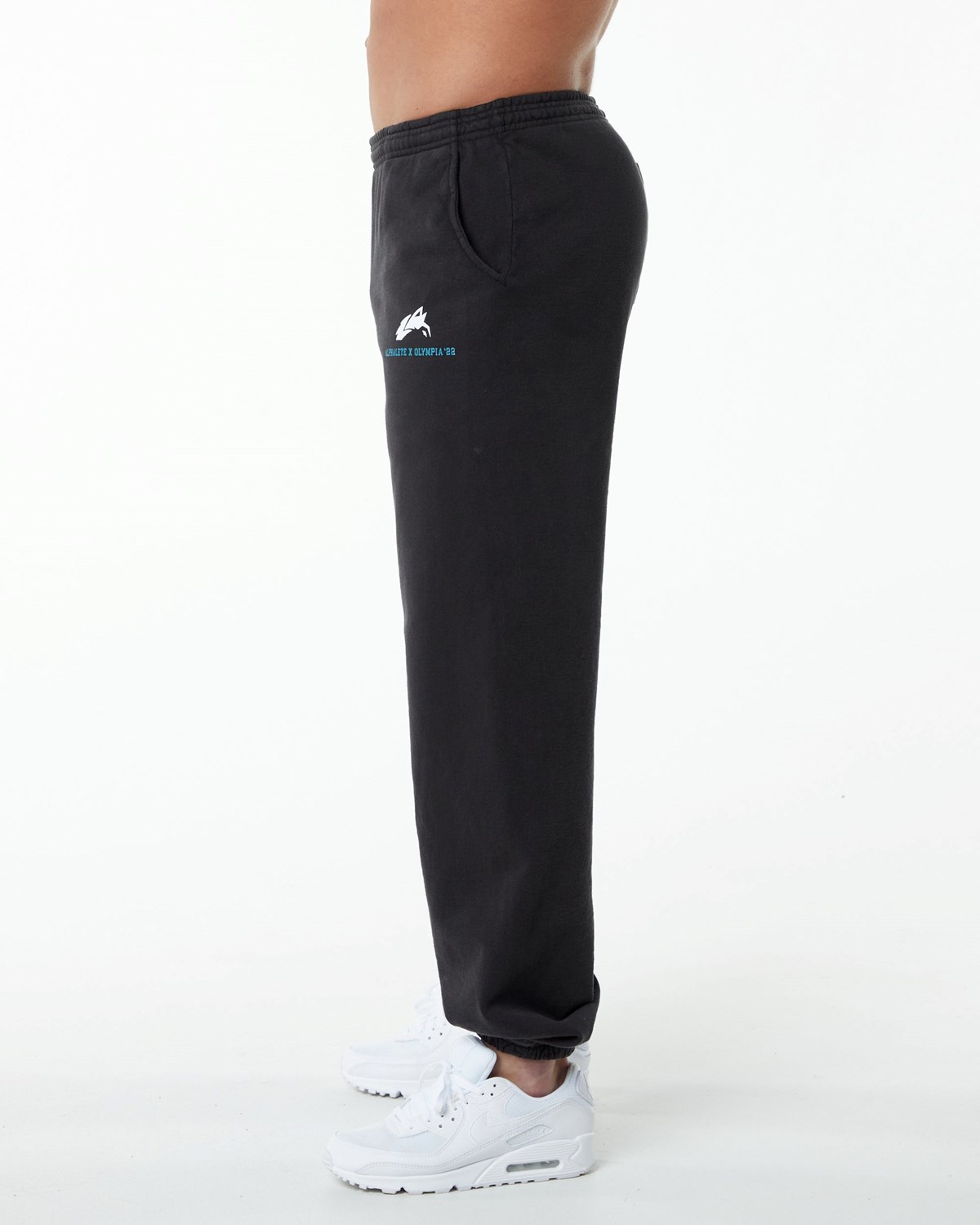 Alphalete Fleece Grafická Jogger Černé | 58092ZQBS