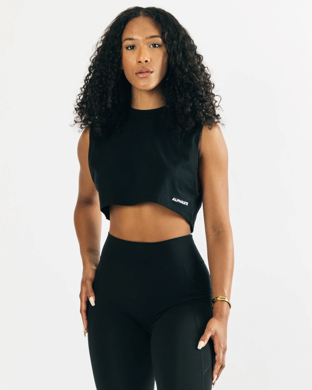 Alphalete Heavy Bavlněné Cropped Cutoff Černé | 20783PHKS