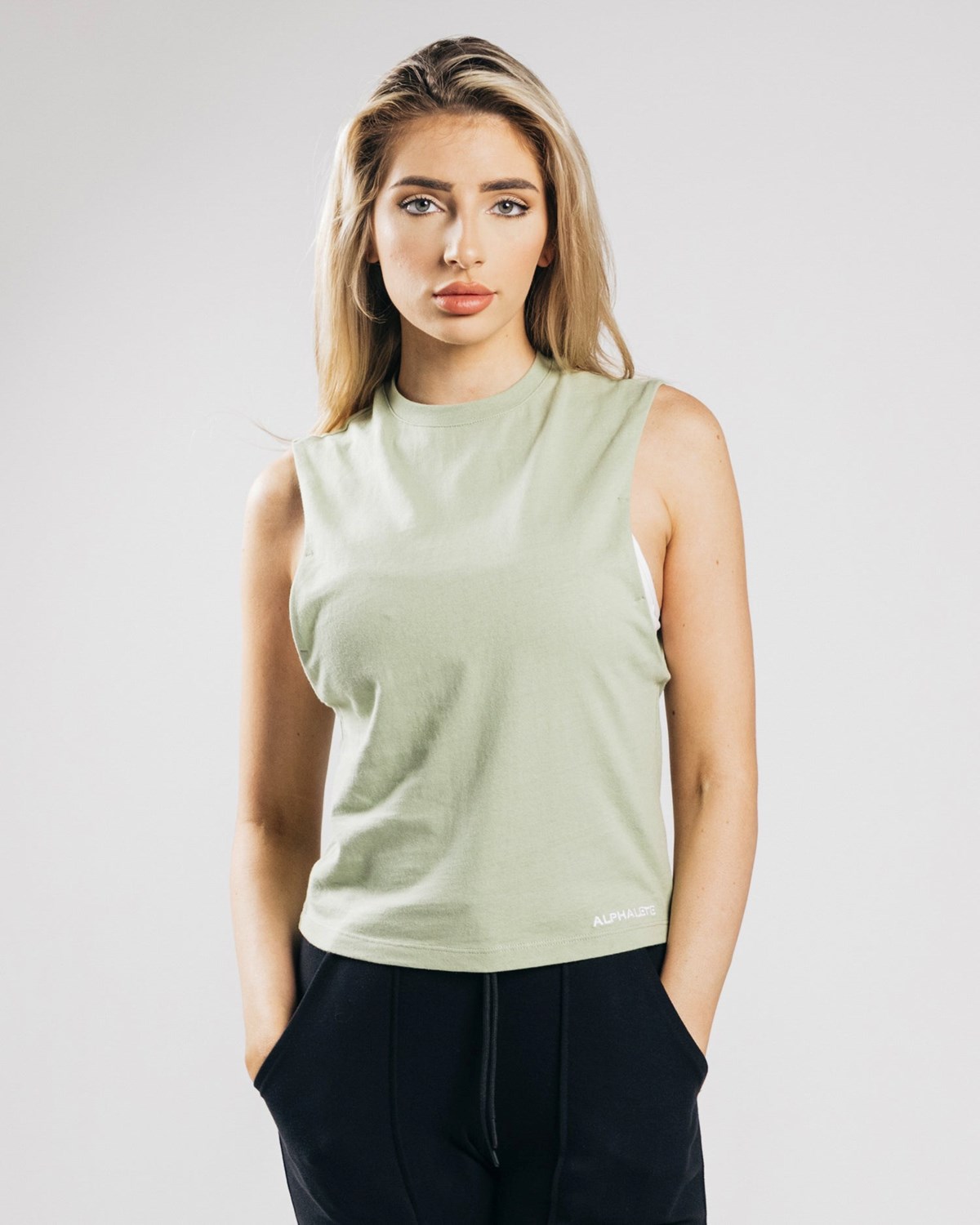 Alphalete Heavy Bavlněné Cutoff Matcha | 86953ZHVI