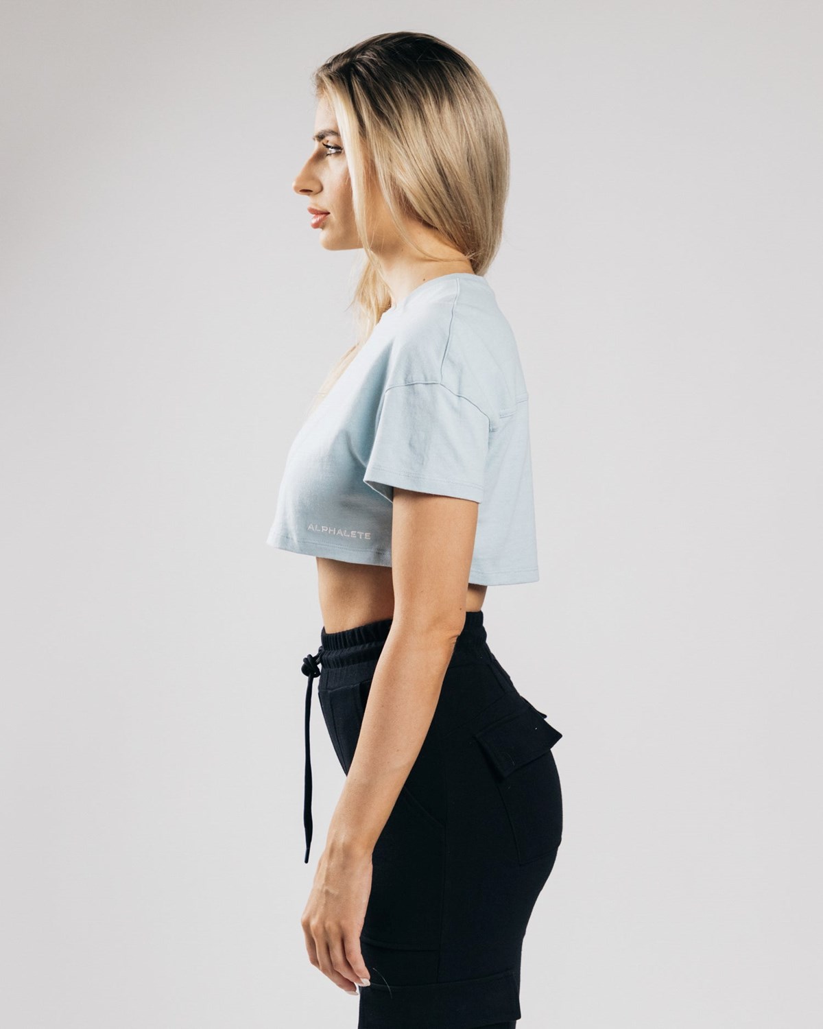 Alphalete Heavy Bavlněné Dropped Shoulder Crop Blankyt | 09134SHAI