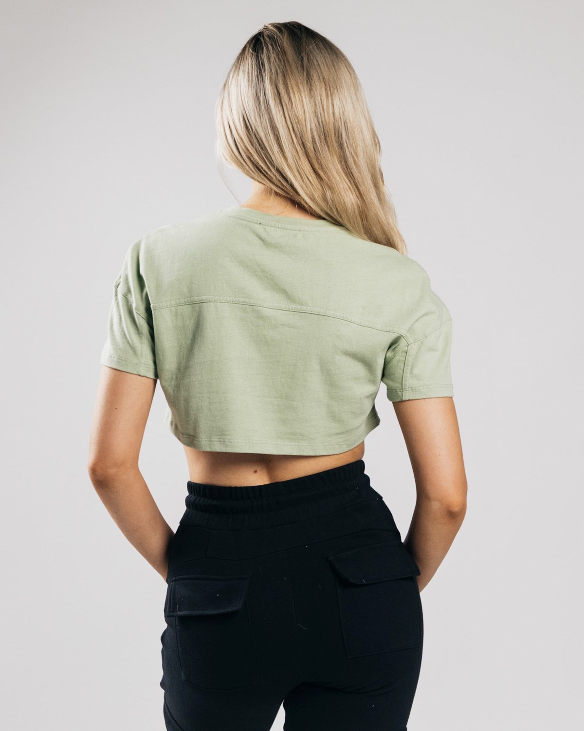 Alphalete Heavy Bavlněné Dropped Shoulder Crop Matcha | 65129TFUQ