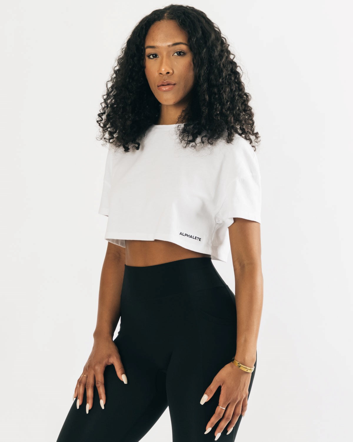 Alphalete Heavy Bavlněné Dropped Shoulder Crop Bílé | 94810IWJB