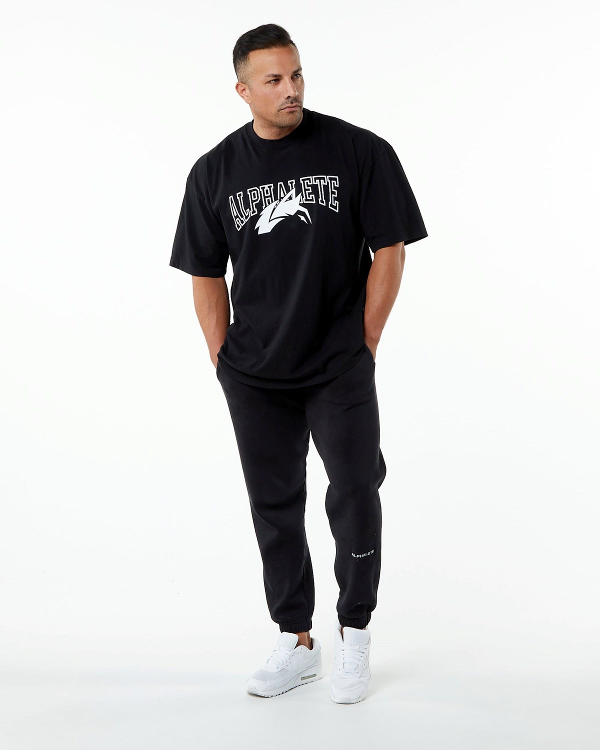 Alphalete Heavyweight Oversized Tee Black/White | 16708UTPV