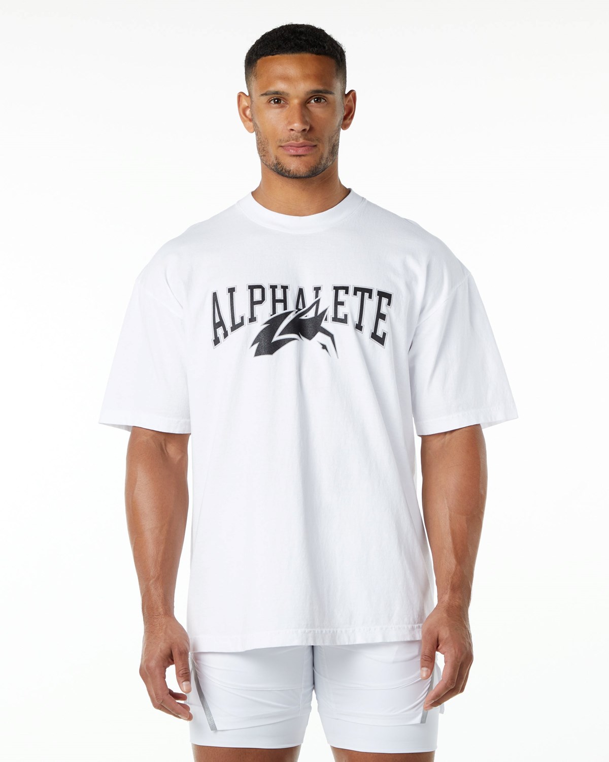 Alphalete Heavyweight Oversized Tee Bílé Černé | 28370ZSFW