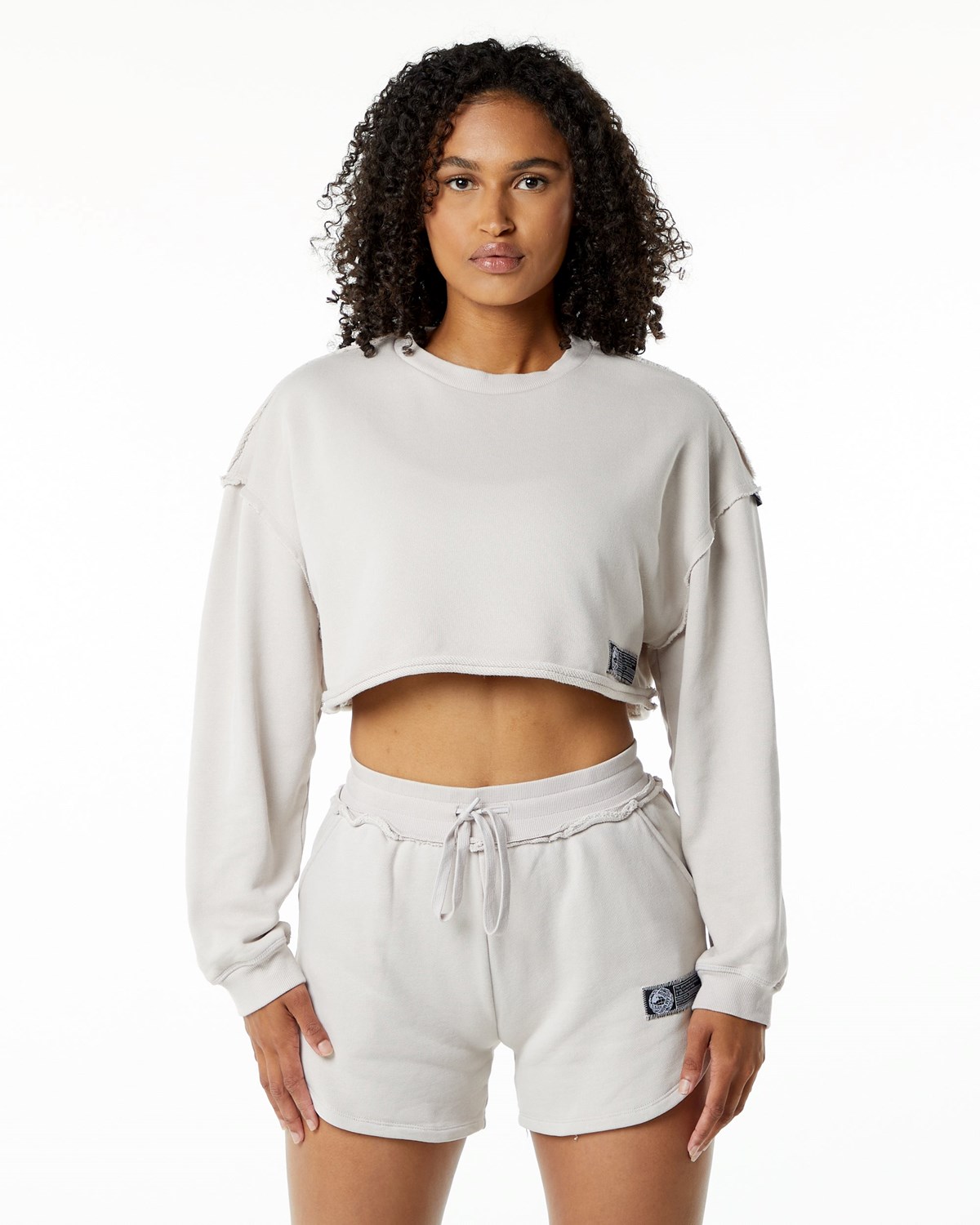 Alphalete Heavyweight Washed Terry Crop Pullover Moonstone | 03178BQSU