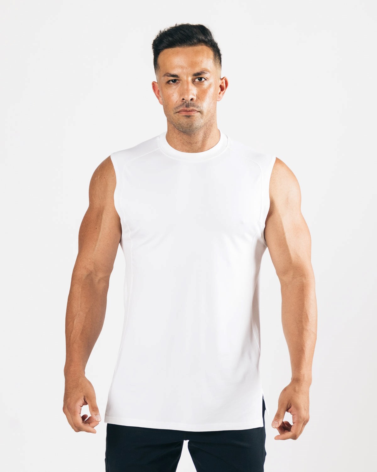 Alphalete High-Neck Premium Cutoff Bílé | 58426QLDW