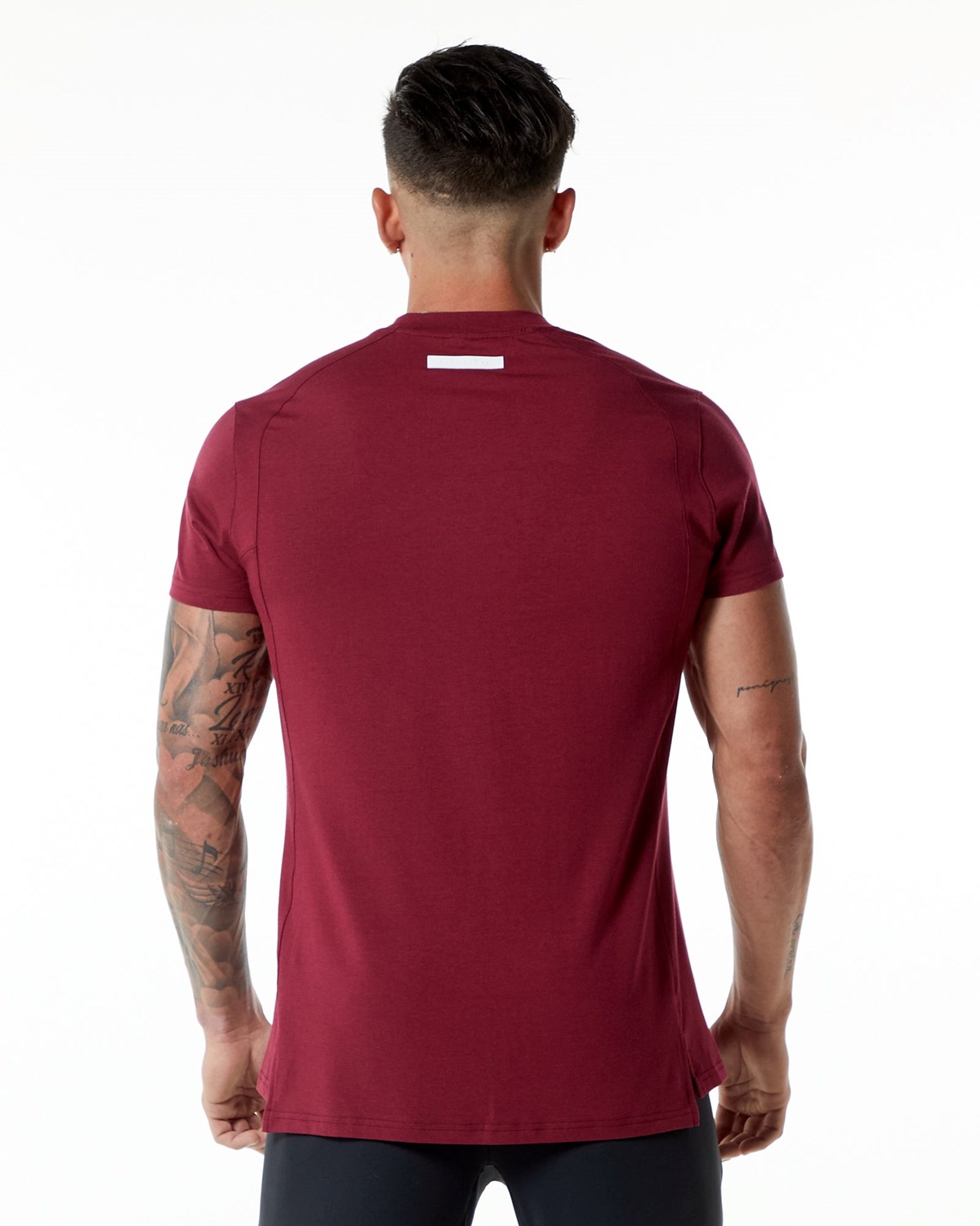 Alphalete High-Neck Premium Krátké Sleeve Tee Červené | 10728GFCL