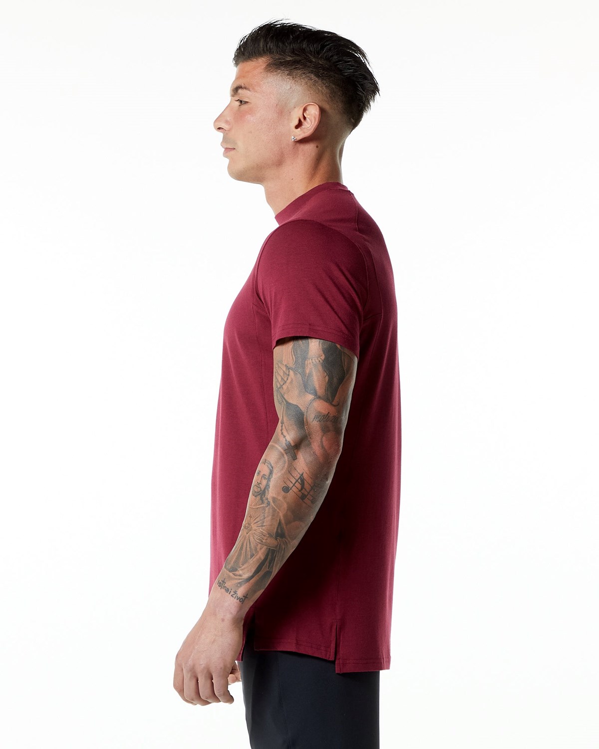 Alphalete High-Neck Premium Krátké Sleeve Tee Červené | 10728GFCL