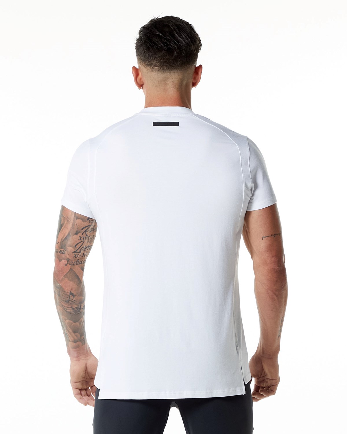 Alphalete High-Neck Premium Krátké Sleeve Tee Bílé | 17630QHMW