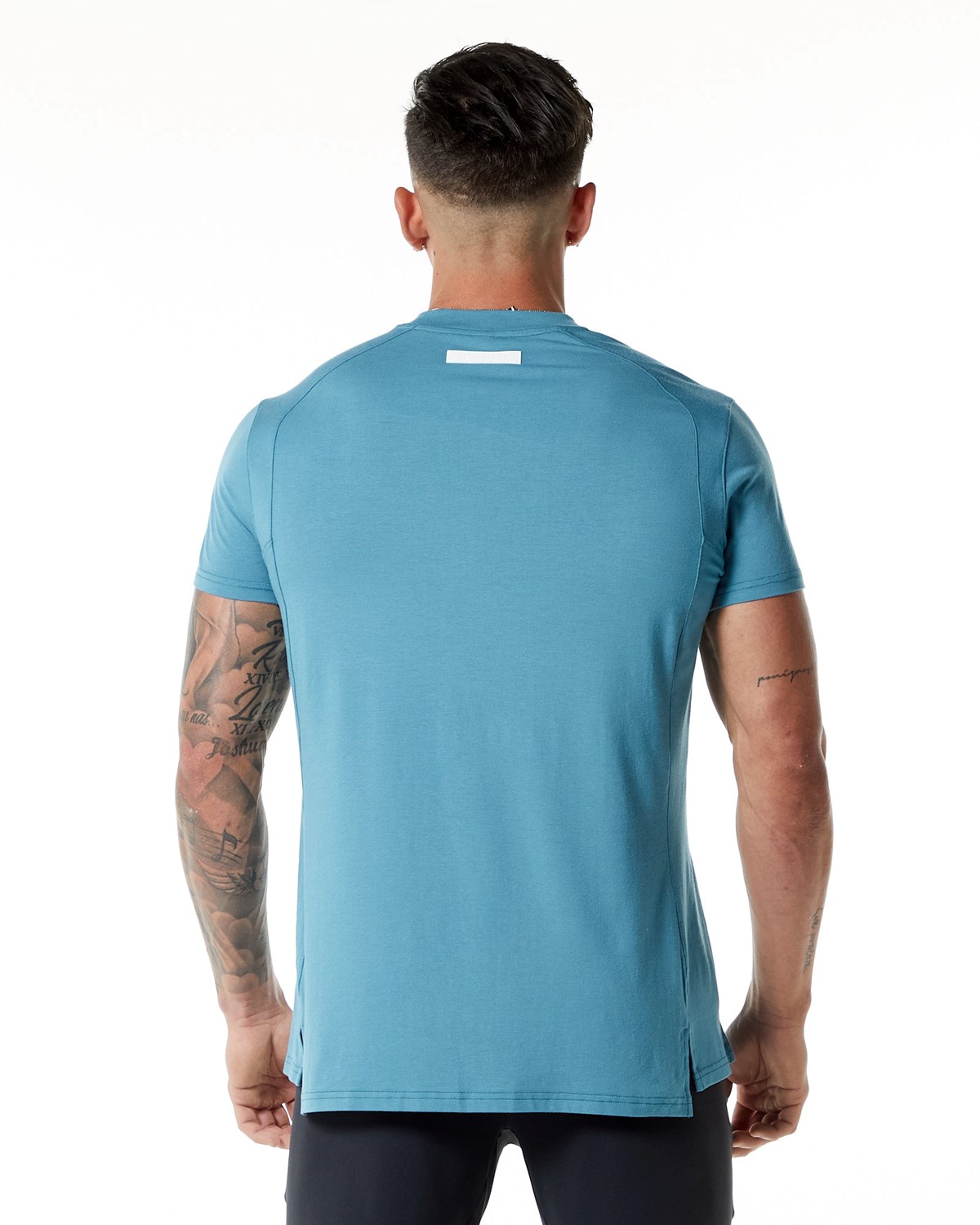 Alphalete High-Neck Premium Krátké Sleeve Tee Blankyt | 29560VFBQ