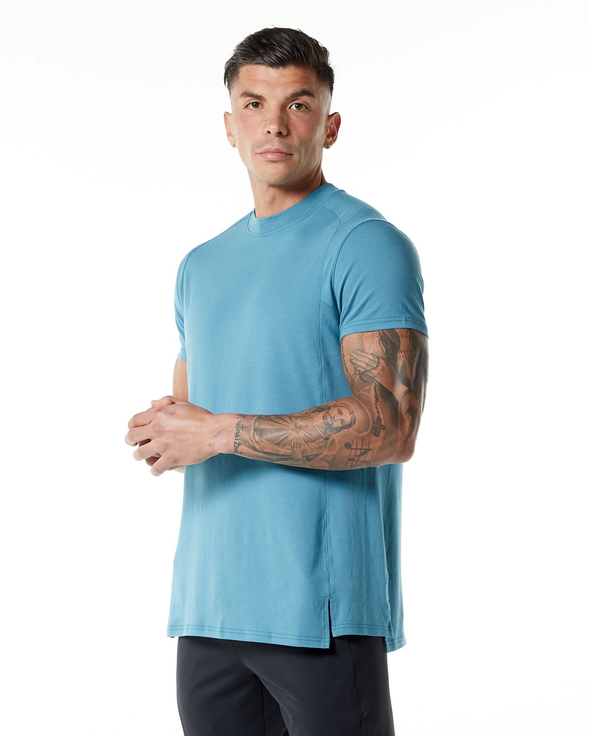 Alphalete High-Neck Premium Krátké Sleeve Tee Blankyt | 29560VFBQ