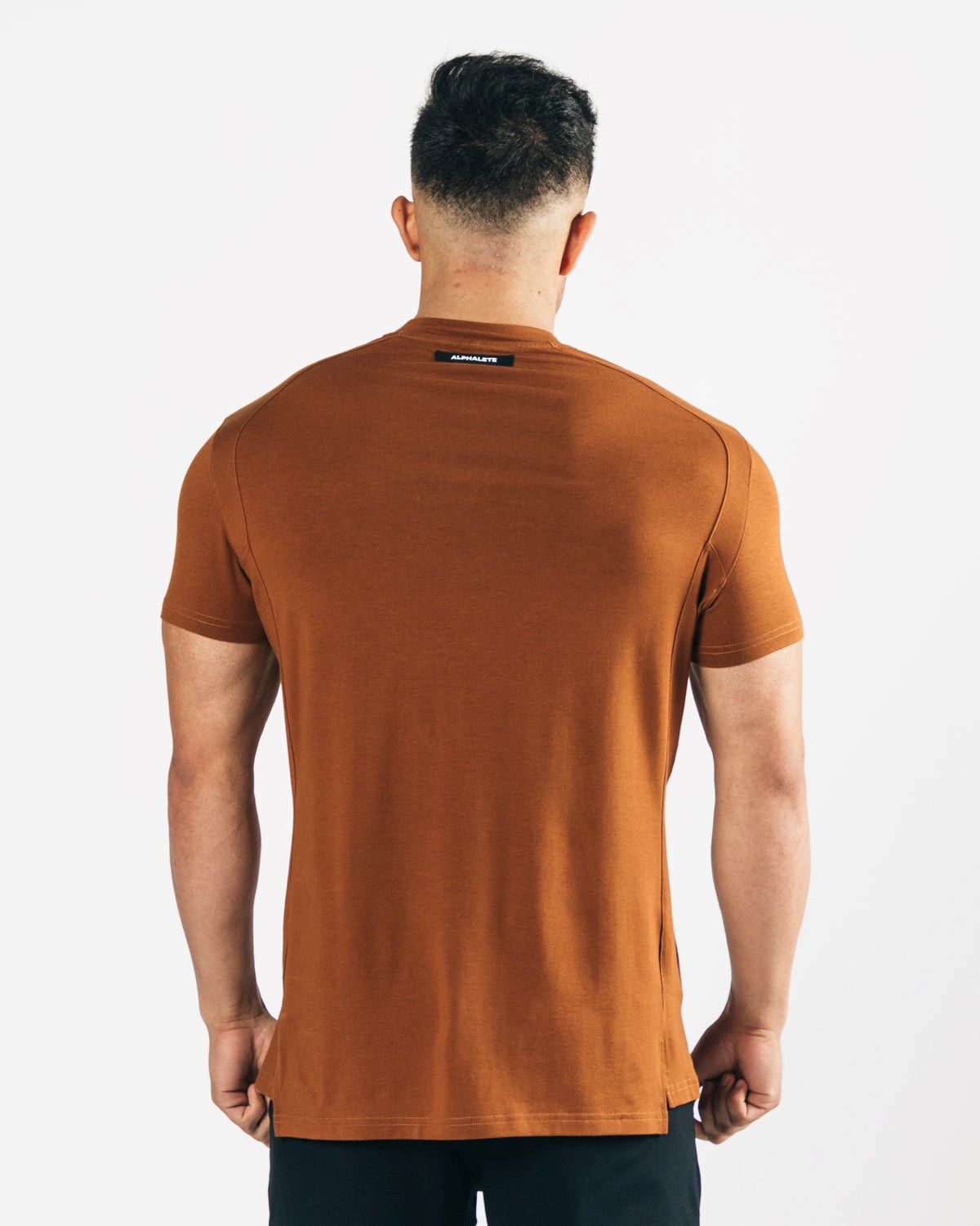 Alphalete High-Neck Premium Krátké Sleeve Mahogany | 89013FDRW