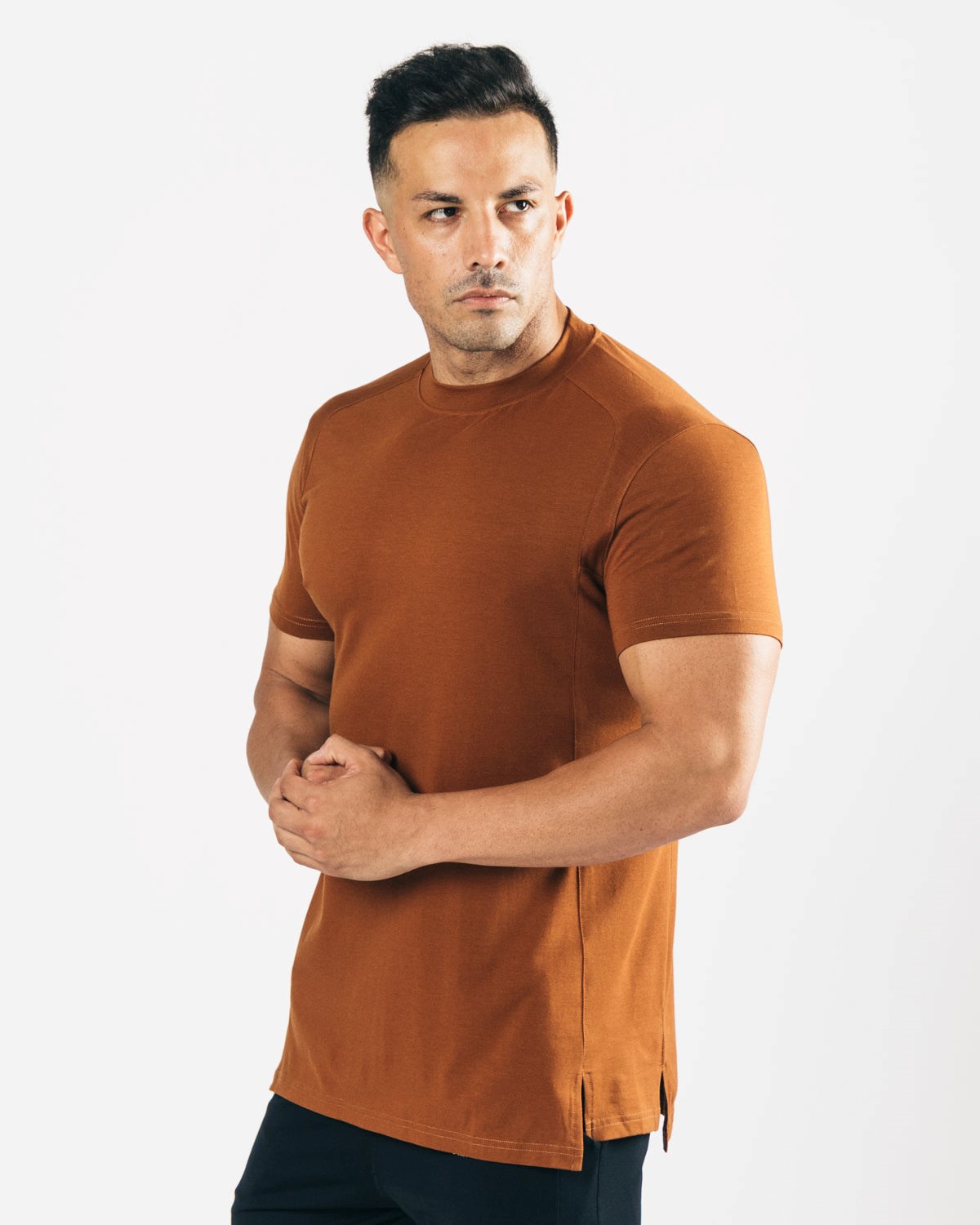 Alphalete High-Neck Premium Krátké Sleeve Mahogany | 89013FDRW