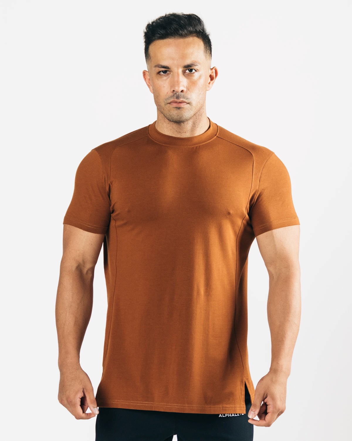 Alphalete High-Neck Premium Krátké Sleeve Mahogany | 89013FDRW