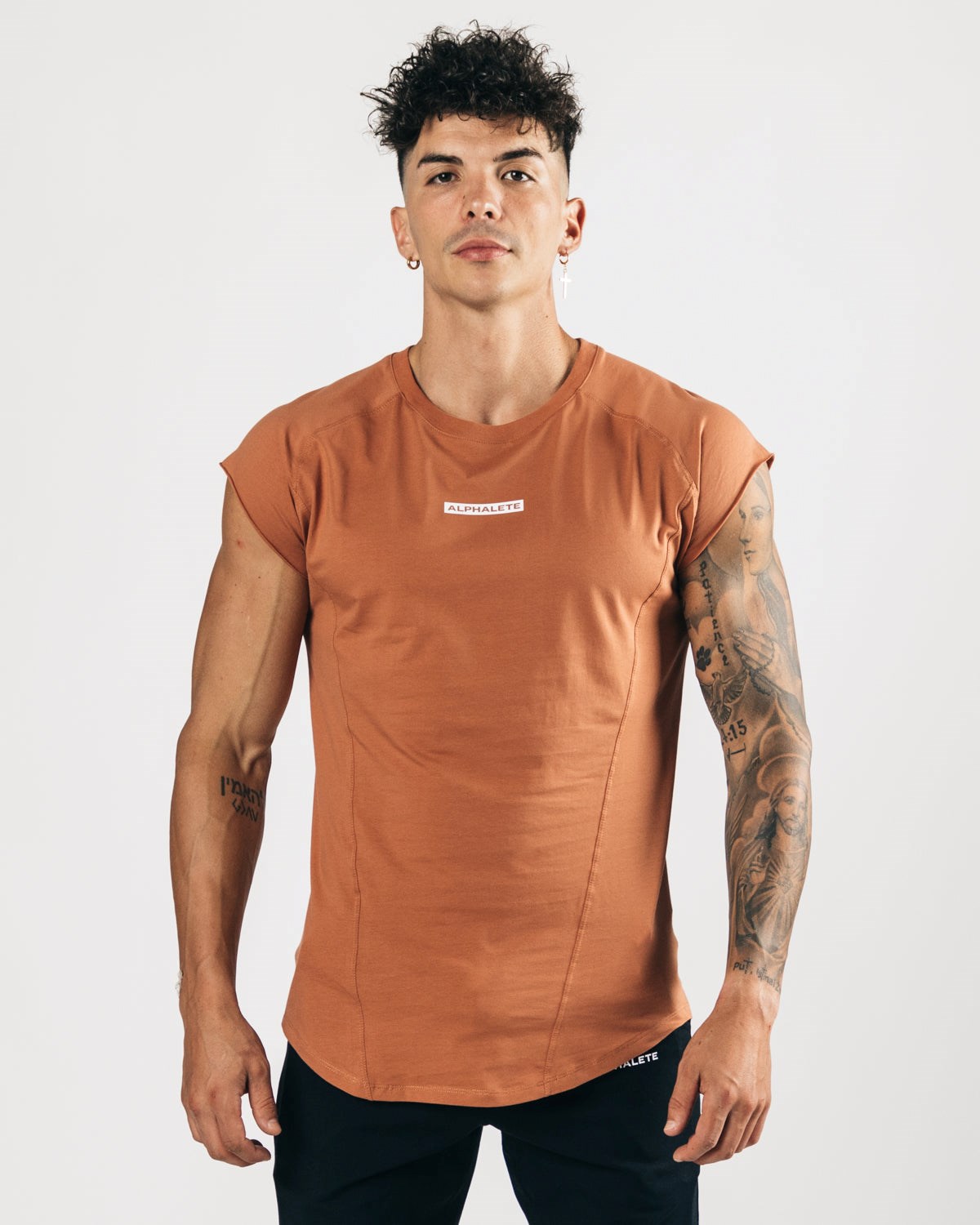 Alphalete High Performance Bez Rukávů Tee Clay | 20385CIVJ