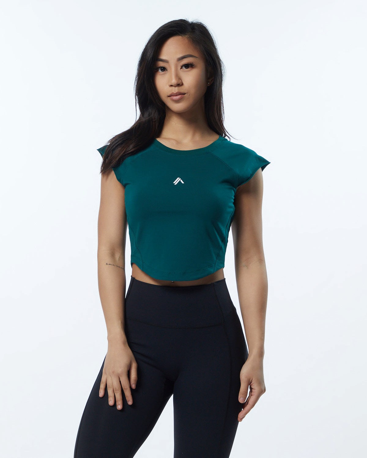 Alphalete High Performance Krátké Sleeve Crop Tee Velvet Teal | 15279ZYVO