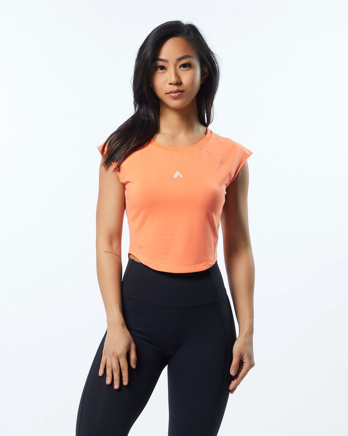 Alphalete High Performance Krátké Sleeve Crop Tee Electric Peach | 82063WKGU