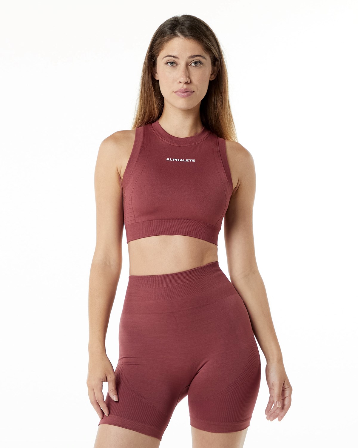 Alphalete High Performance Seamless Crop Bra Gingerbread | 31950NFSV