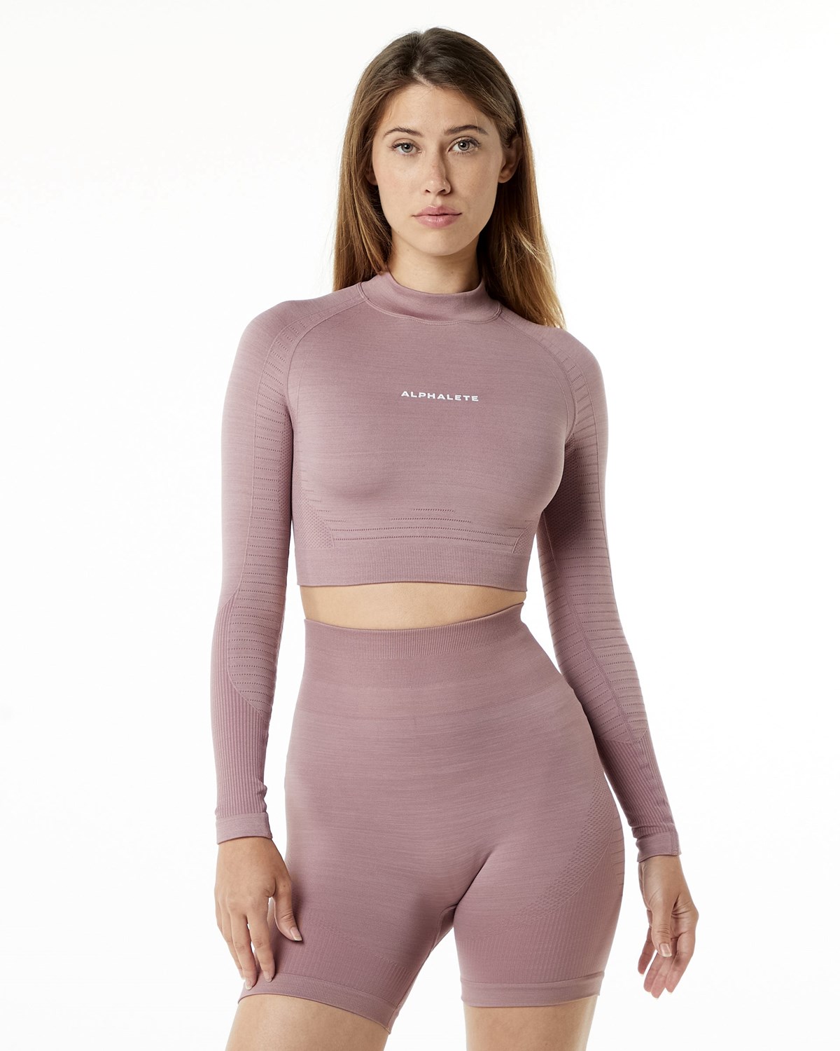 Alphalete High Performance Seamless Long Sleeve Tee Mauve | 61827EJGX