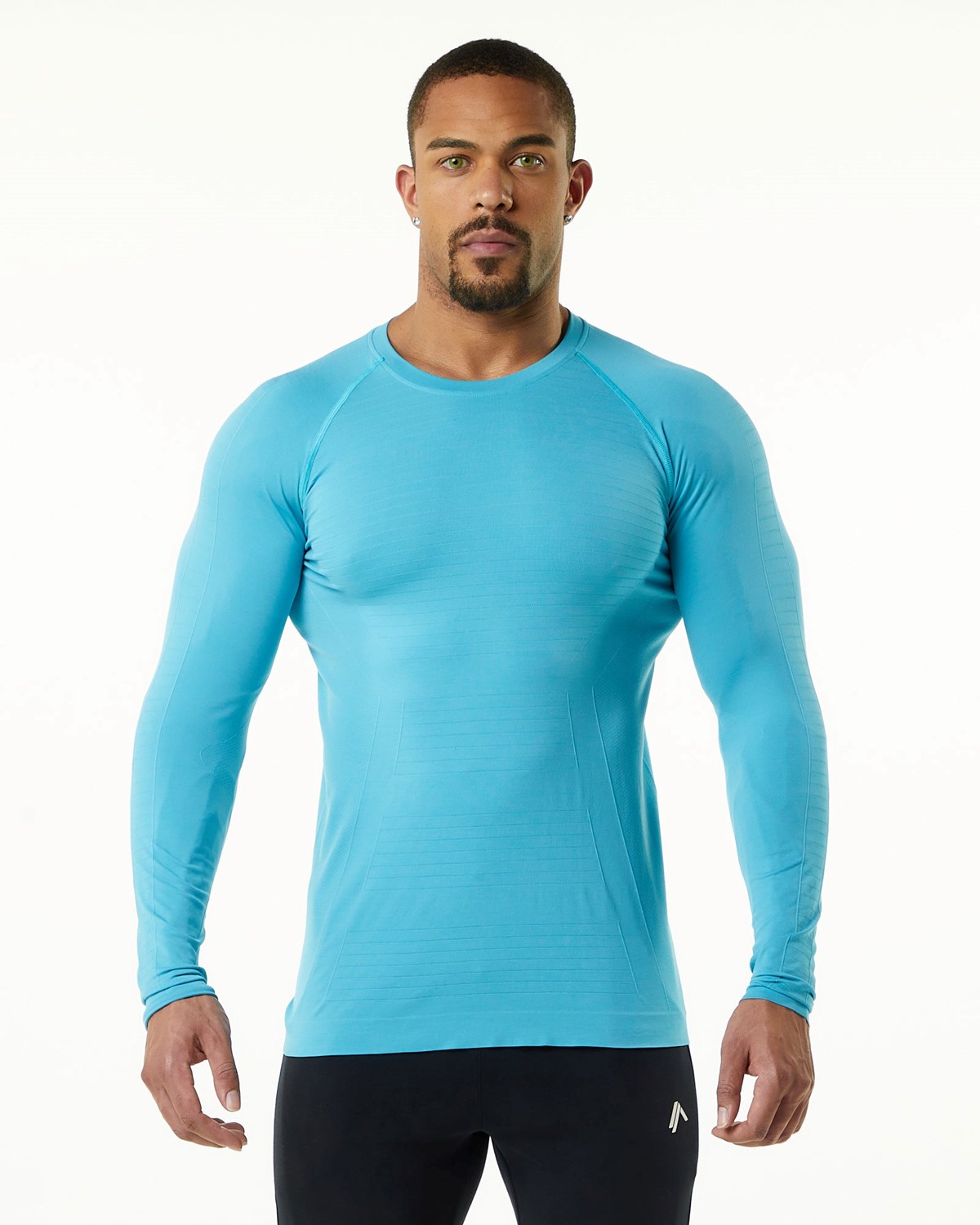 Alphalete High Performance Seamless Long Sleeve Tee Faded Ocean | 68503TIRU