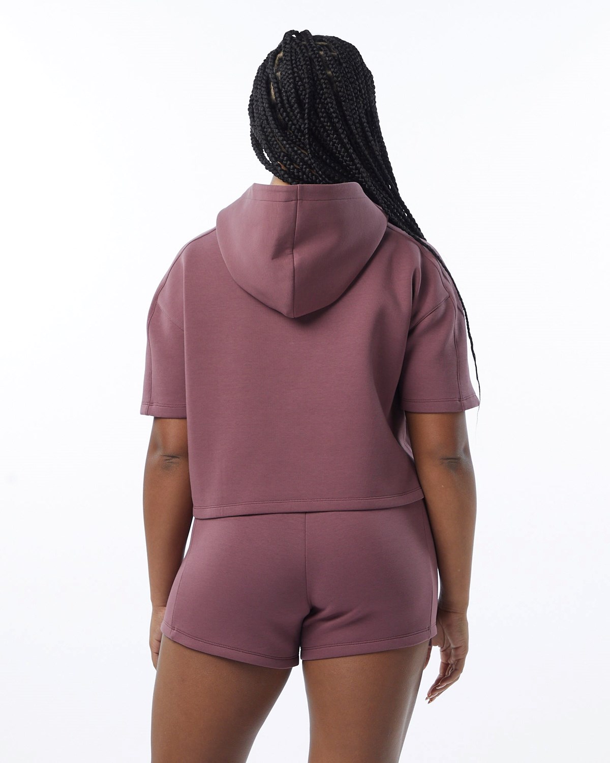 Alphalete Interlock Knit Crop Hoodie Mauve | 84925SXMU