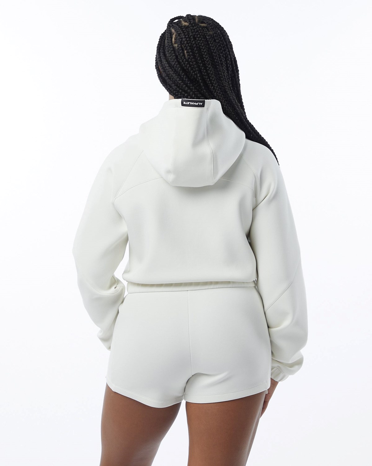 Alphalete Interlock Knit Crop-Zip Hoodie Krém | 13826GZIH