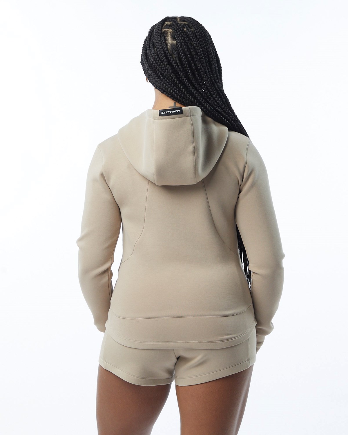 Alphalete Interlock Knit Full-Zip Hoodie Tan | 50348TOQA