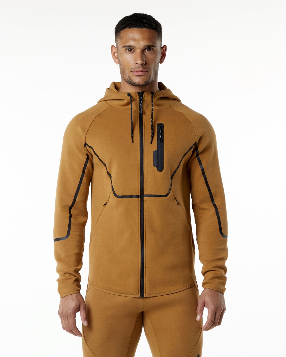 Alphalete Interlock Knit Full-Zip Hoodie Almond | 50416ABCO