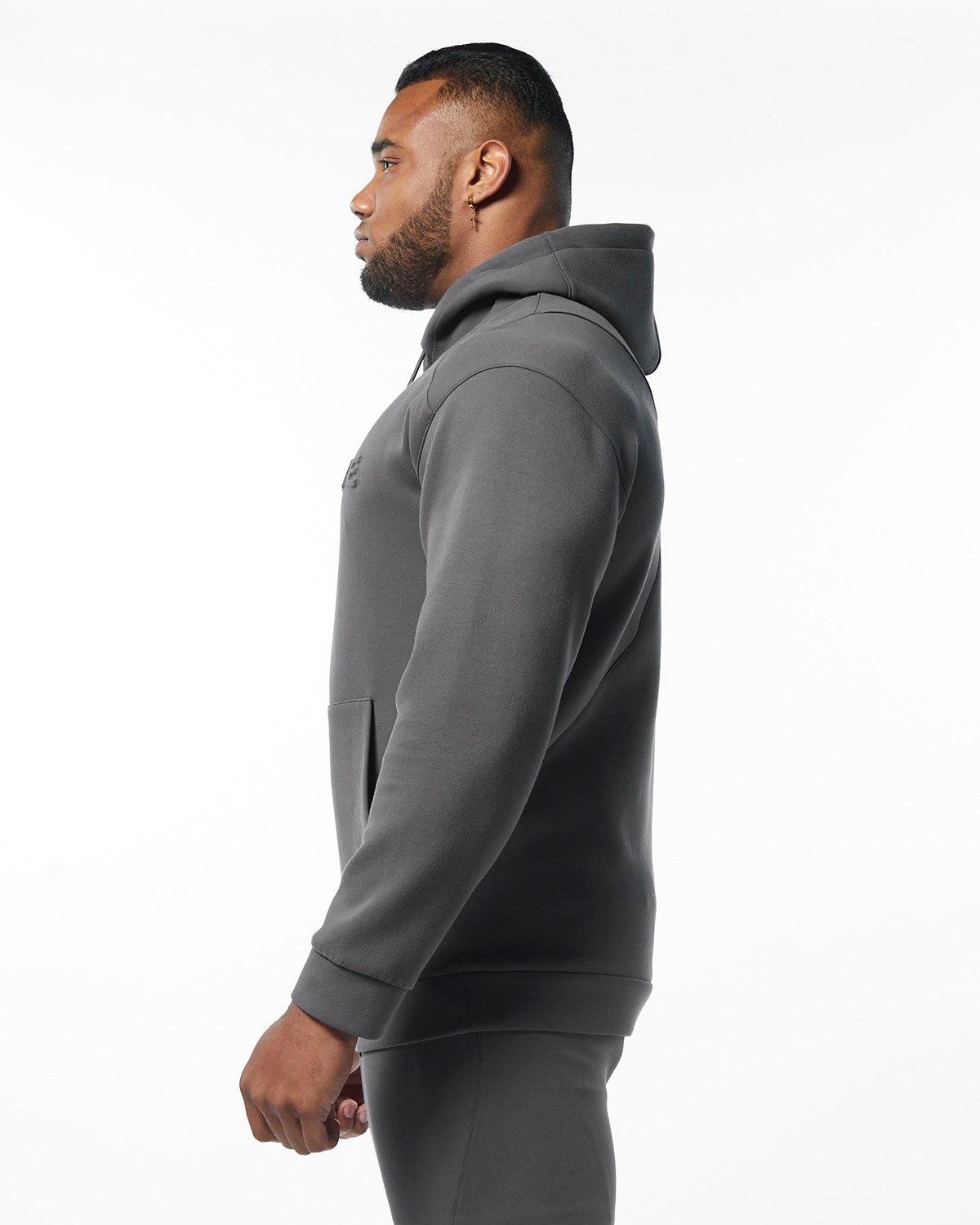 Alphalete Interlock Knit Hoodie Charcoal | 51376CQSU