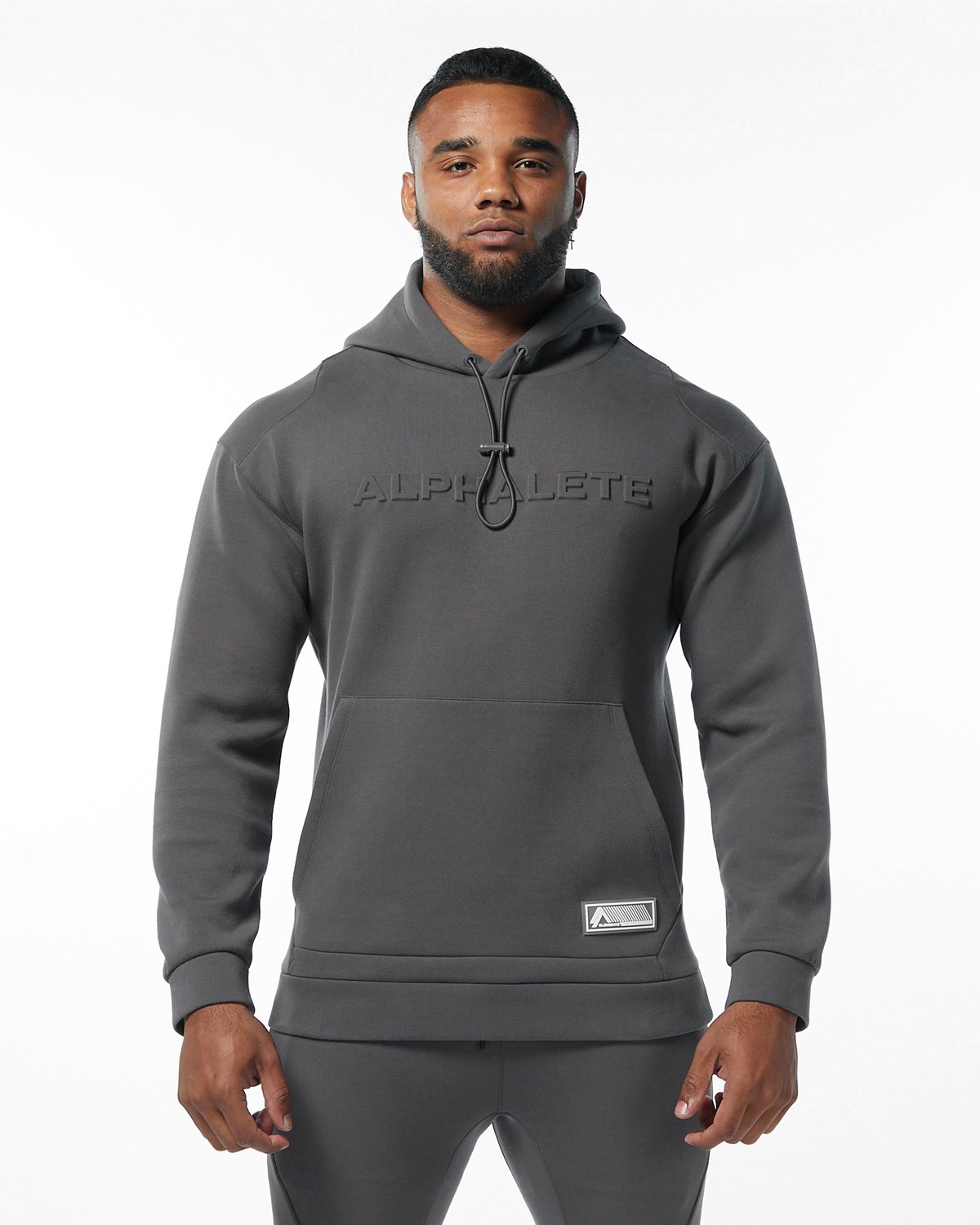 Alphalete Interlock Knit Hoodie Charcoal | 51376CQSU