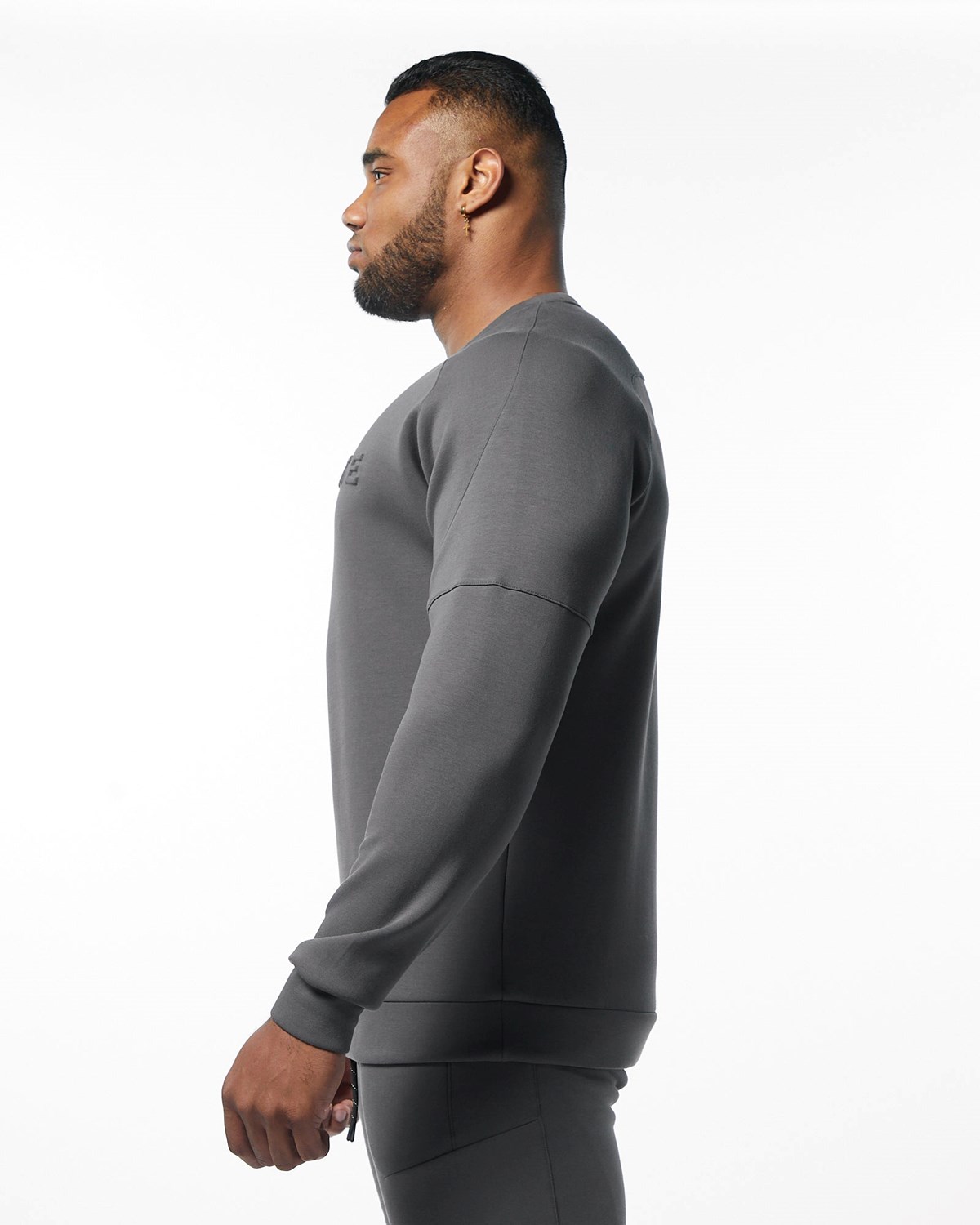 Alphalete Interlock Knit Pullover Charcoal | 23460YNQV