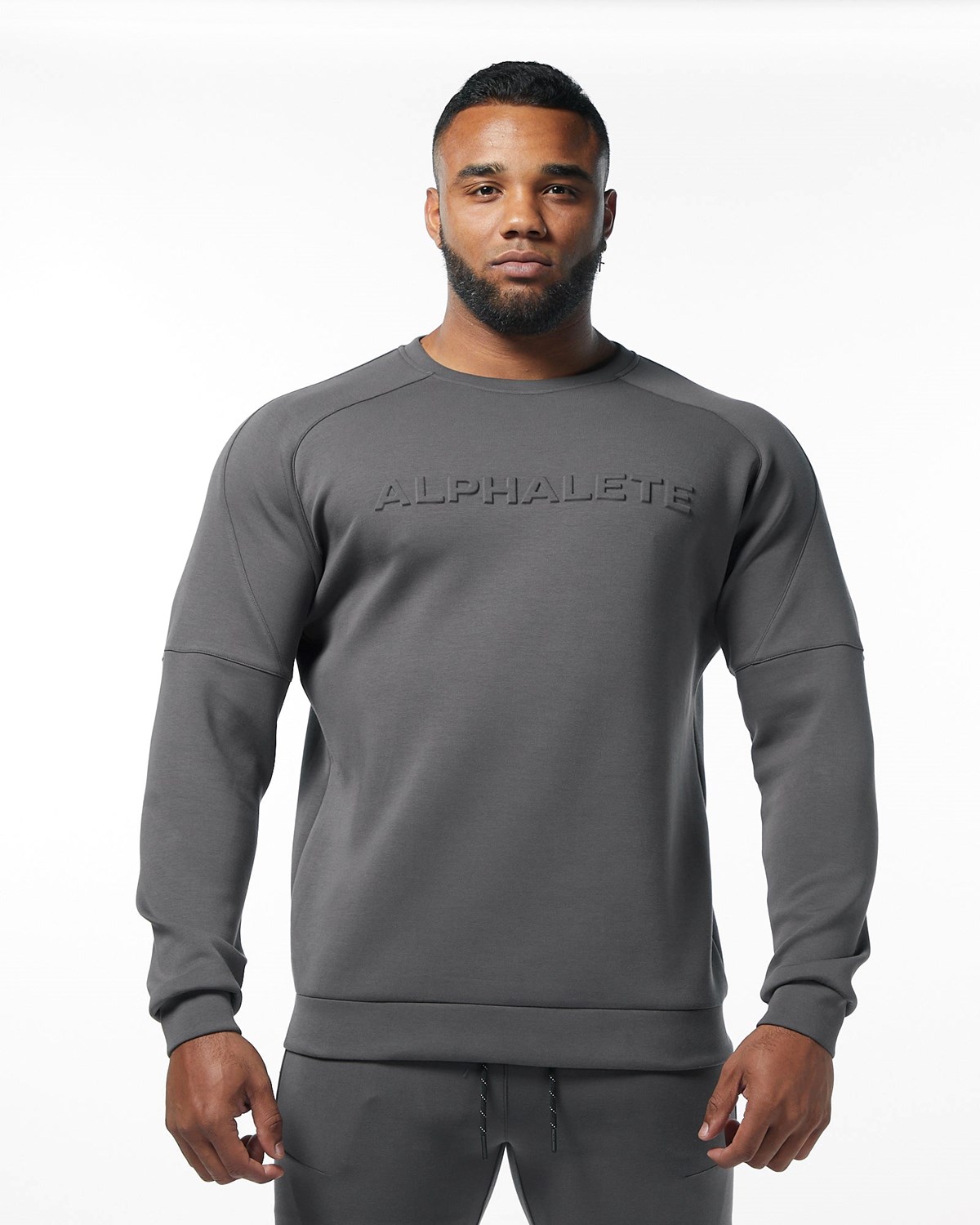 Alphalete Interlock Knit Pullover Charcoal | 23460YNQV