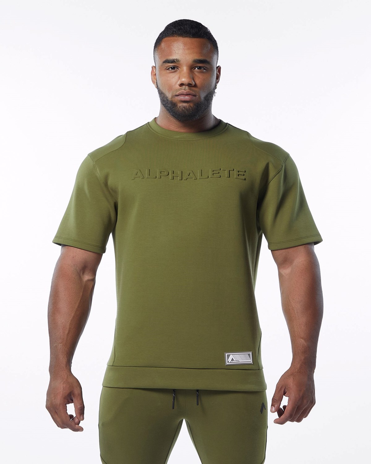 Alphalete Interlock Knit Pullover Olivy Zelené | 57680DBEC