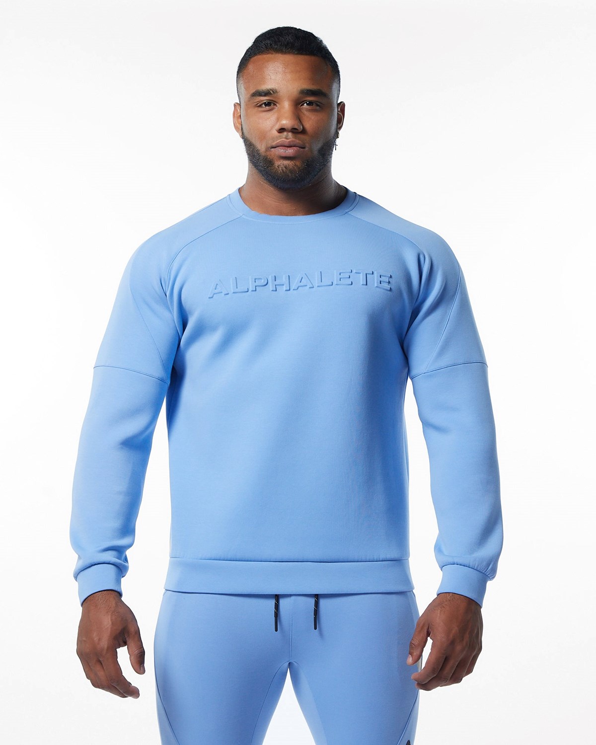 Alphalete Interlock Knit Pullover Světle Blankyt | 43706JBOM