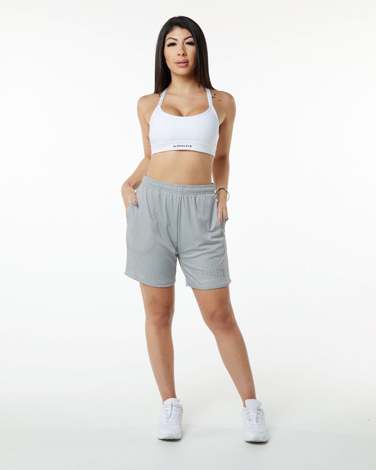 Alphalete Luxury Podšité 4-Way Stretch Mesh Krátké Šedé | 32501DOXW