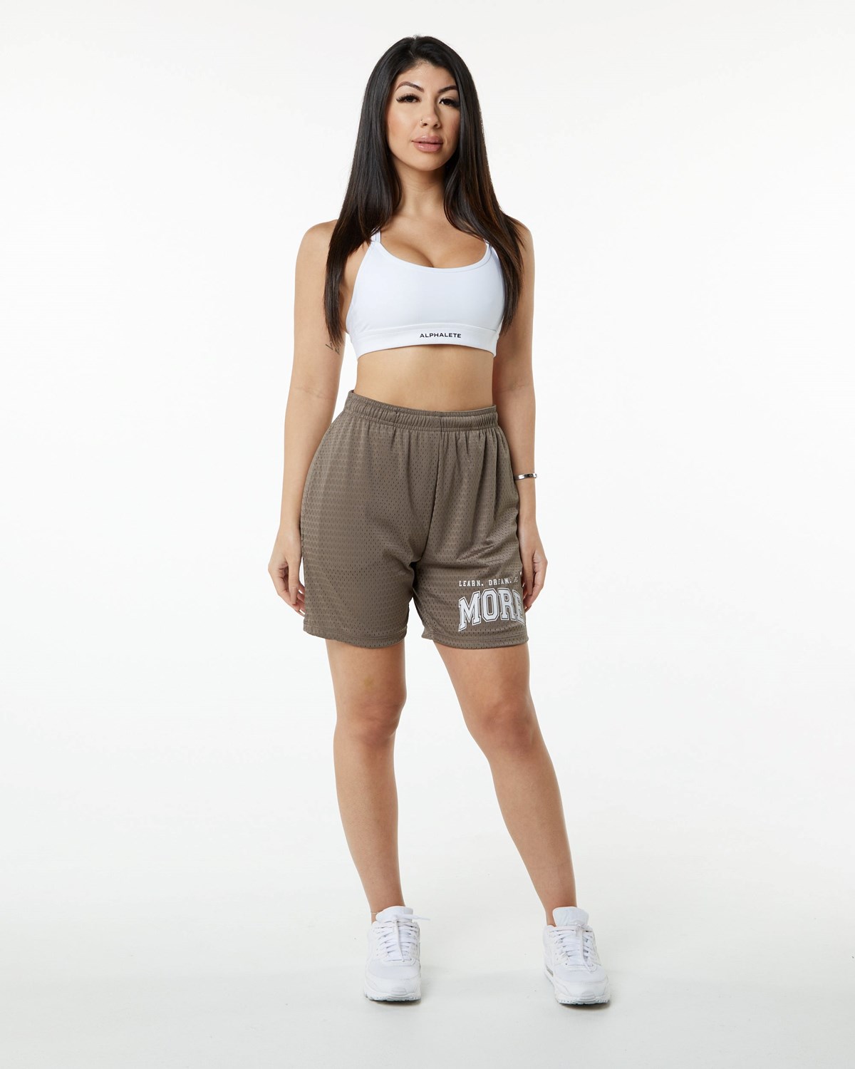 Alphalete Luxury Podšité 4-Way Stretch Mesh Krátké Mocha | 46285ZXTG