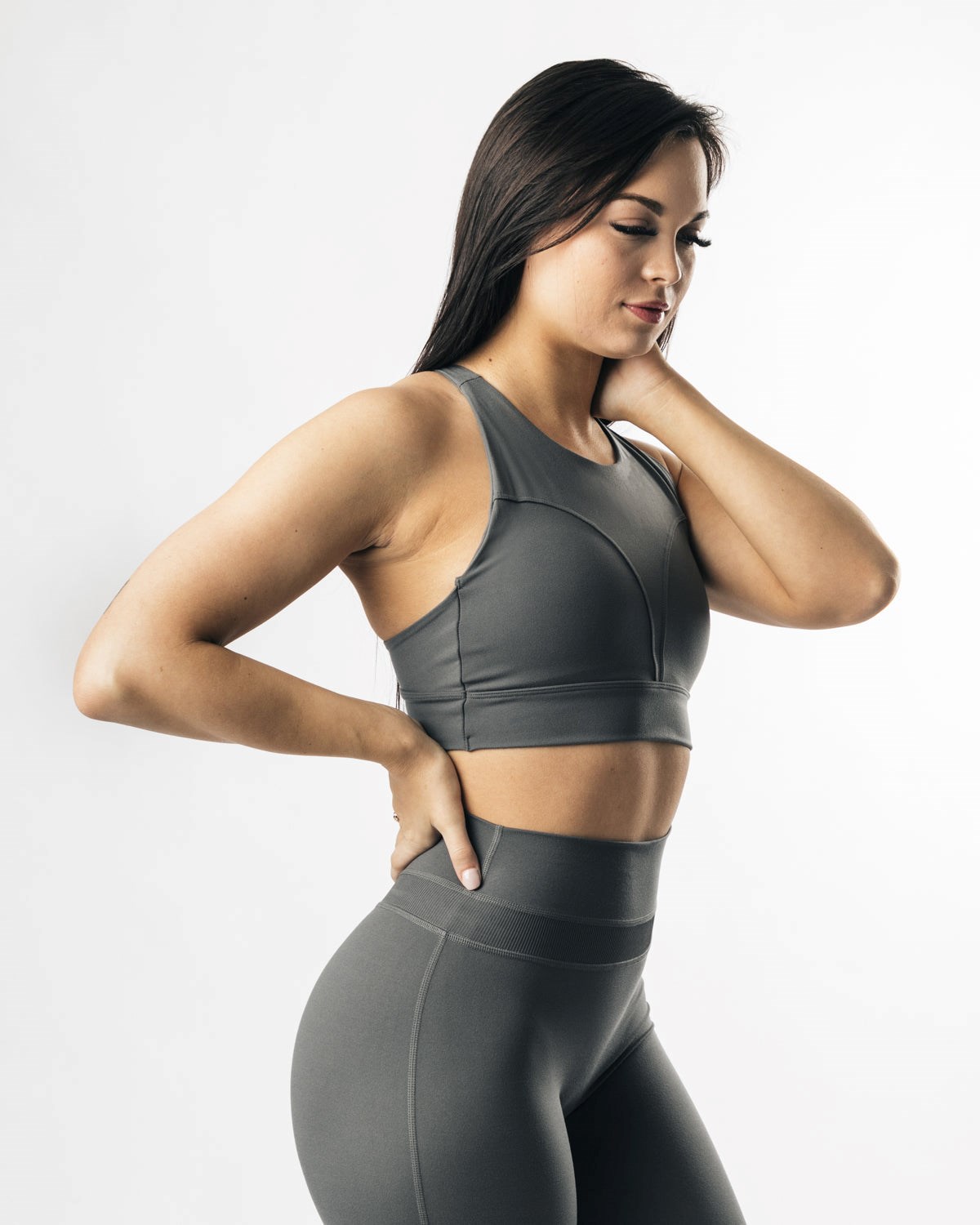 Alphalete Medium-Impact Luxury Sports Bra Volcanic Ash | 37620IRQN