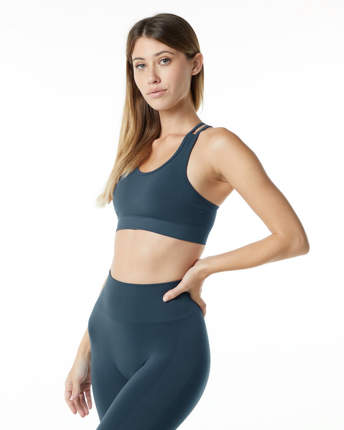 Alphalete Medium-Impact Seamless Sports Bra Blankyt | 50976ULEH