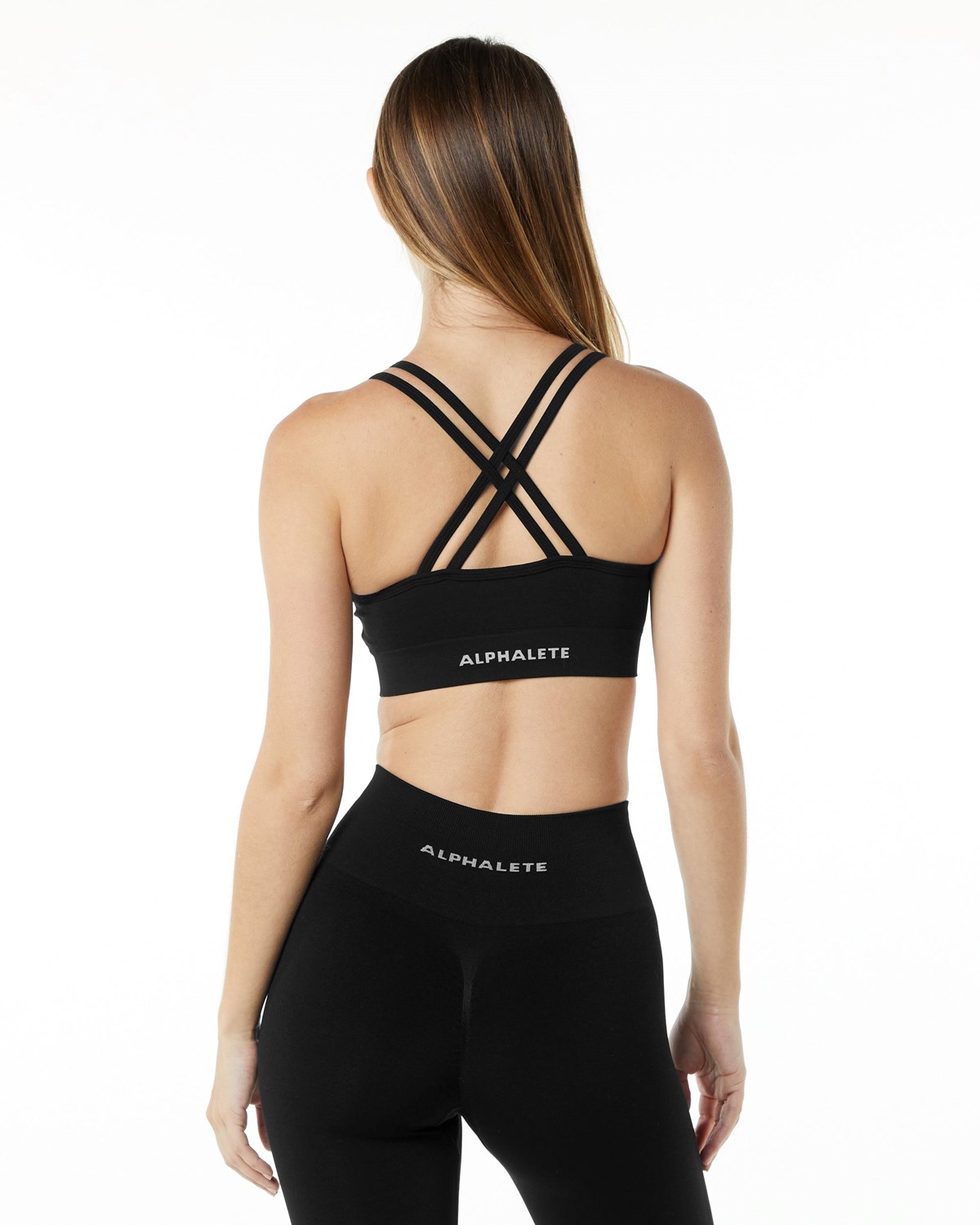 Alphalete Medium-Impact Seamless Sports Bra Černé | 75689ATJX