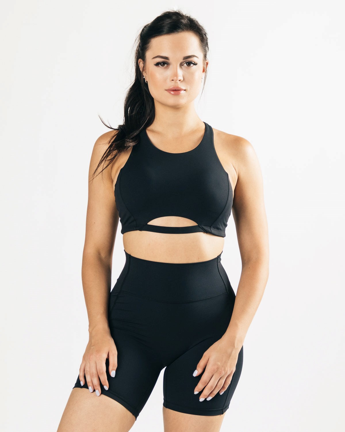 Alphalete Medium-Support One Piece Sports Bra Černé | 76908EZSJ