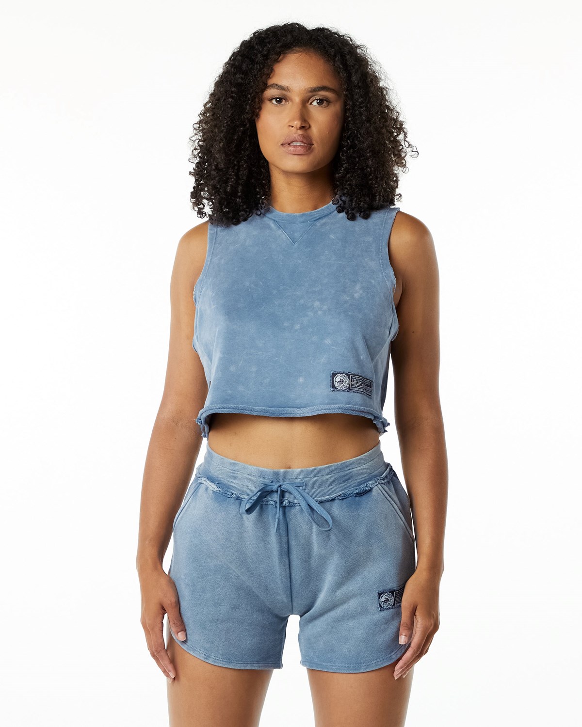 Alphalete Mid-Weight Washed Terry Crop Cutoff Blankyt | 16493OCZN